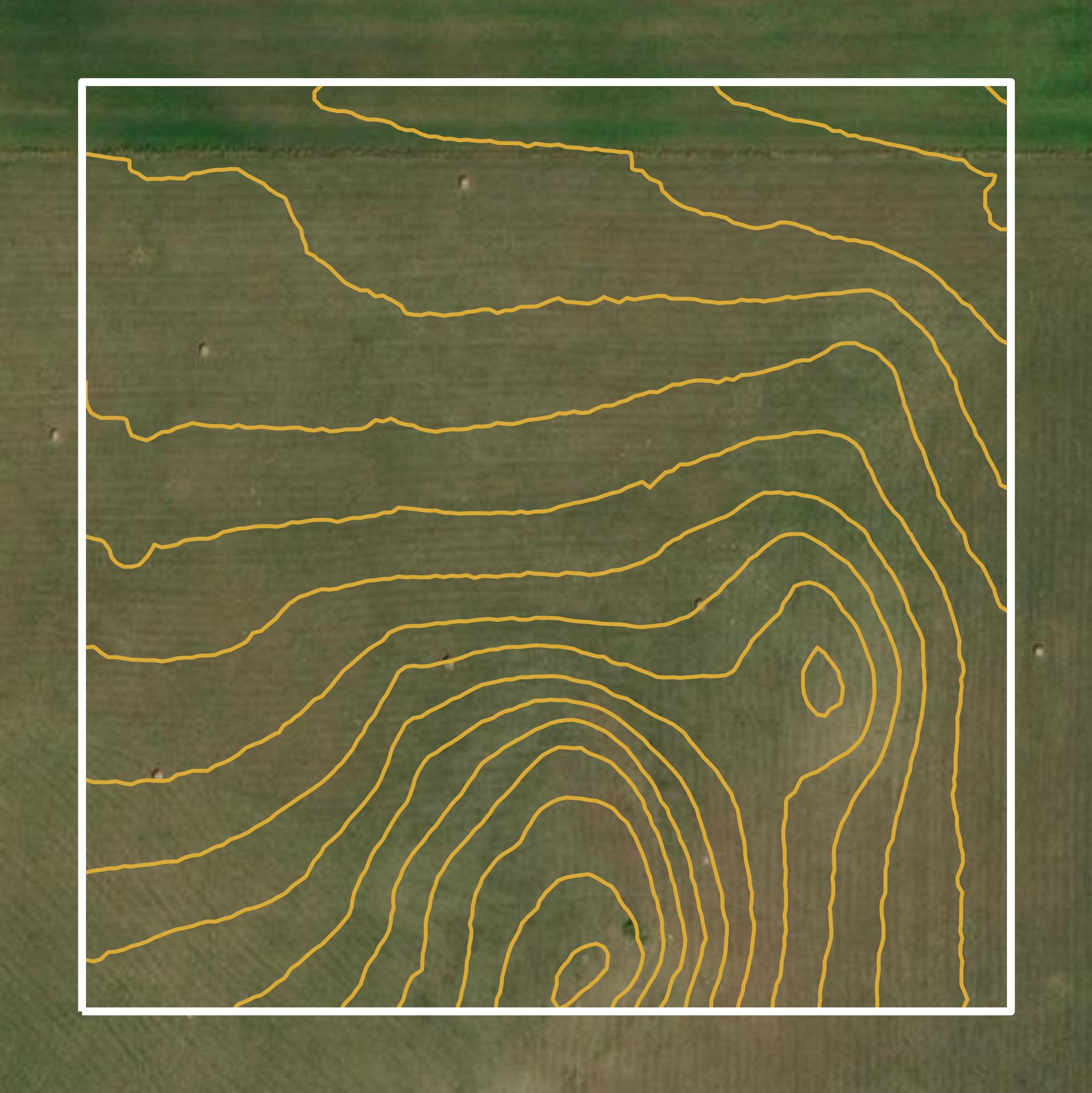 This image shows a contour map in Rock County created using GIS data in Equator.