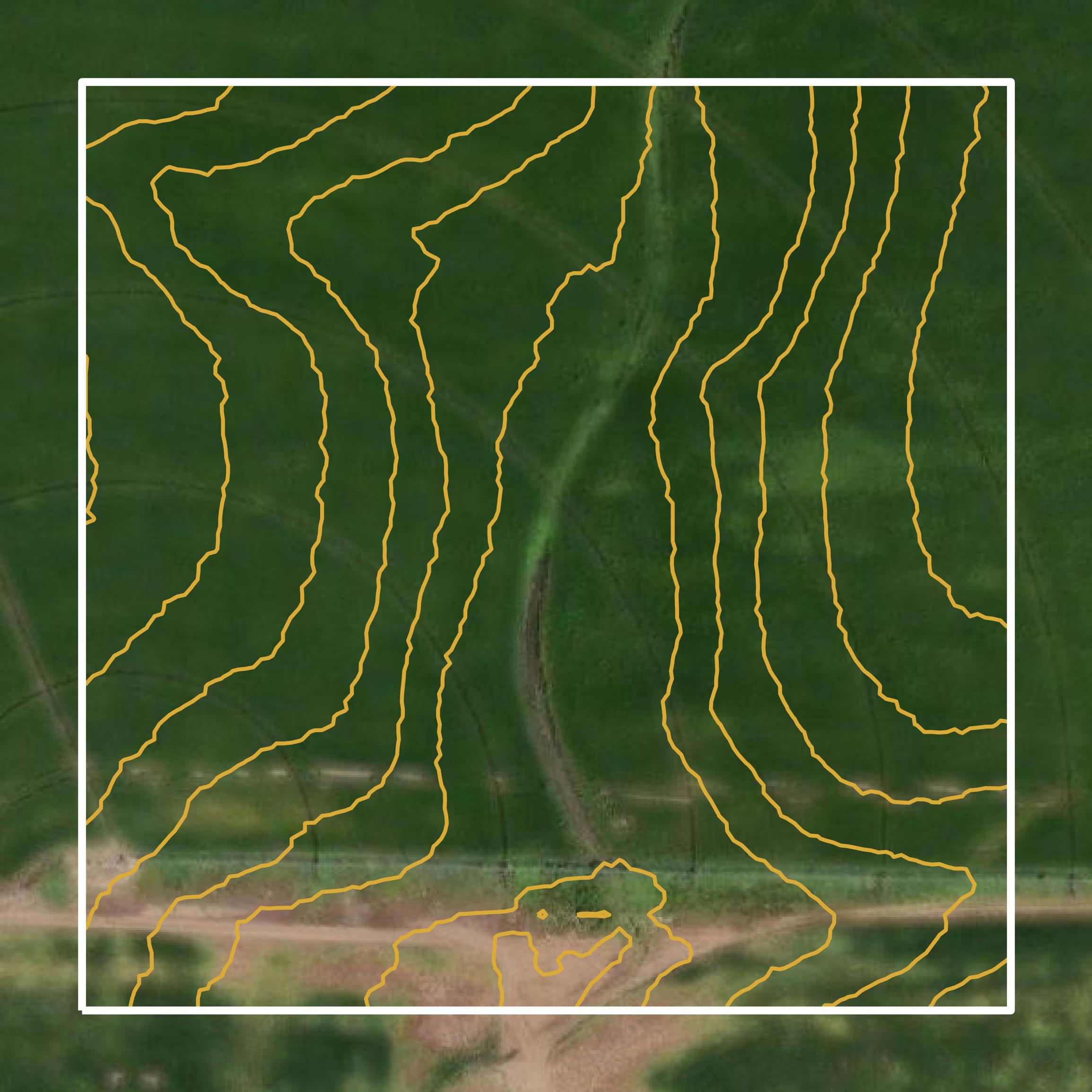 This image shows a contour map in Saline County created using GIS data in Equator.