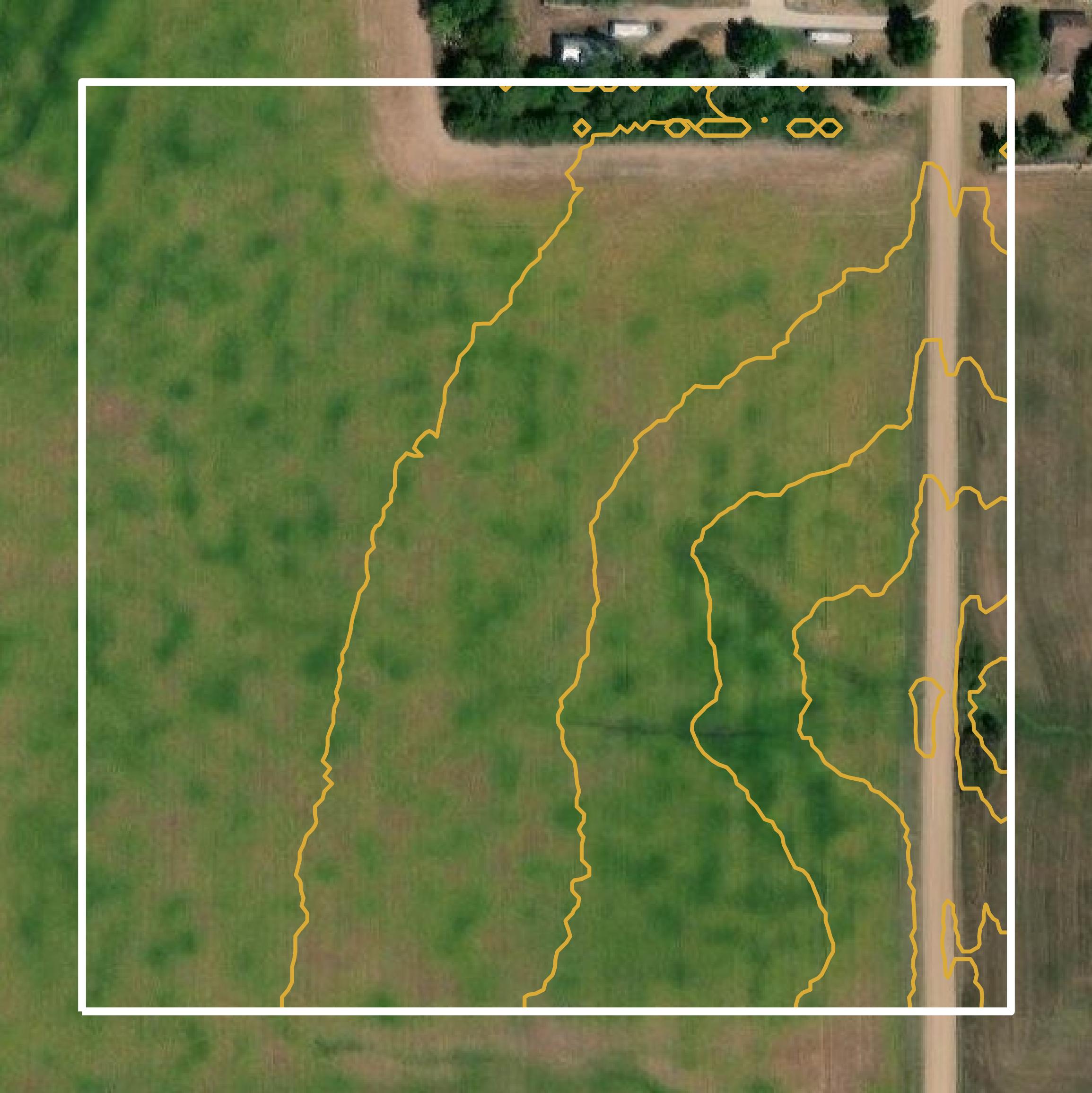 This image shows a contour map in Saline County created using GIS data in Equator.