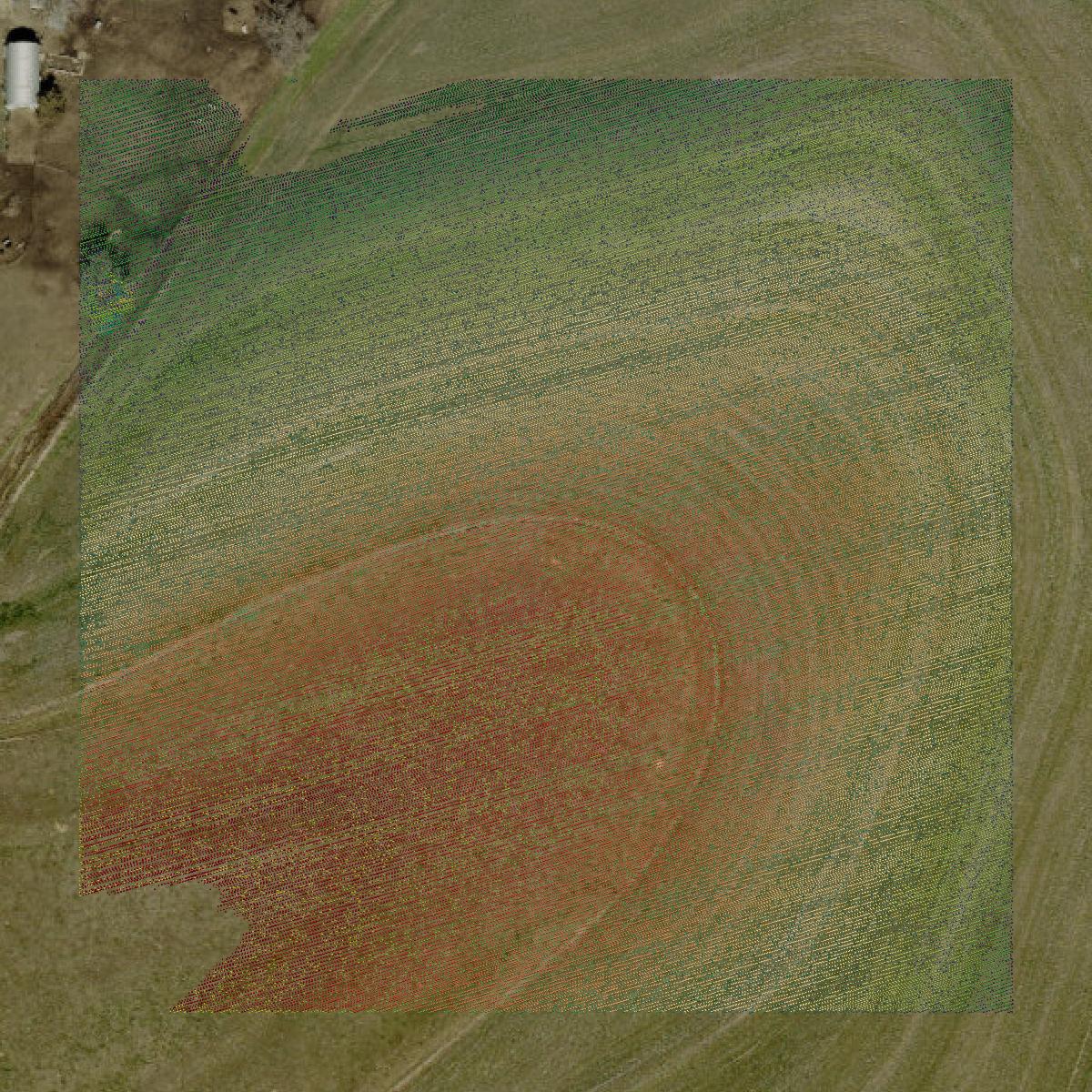 This image shows a LiDAR point cloud in Sarpy County created using GIS data in Equator.