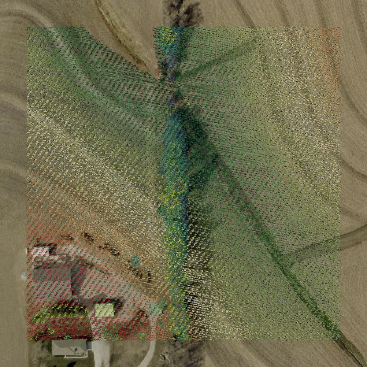 This image shows a LiDAR point cloud in Sarpy County created using GIS data in Equator.
