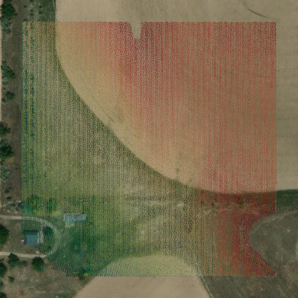 This image shows a LiDAR point cloud in Scotts Bluff County created using GIS data in Equator.