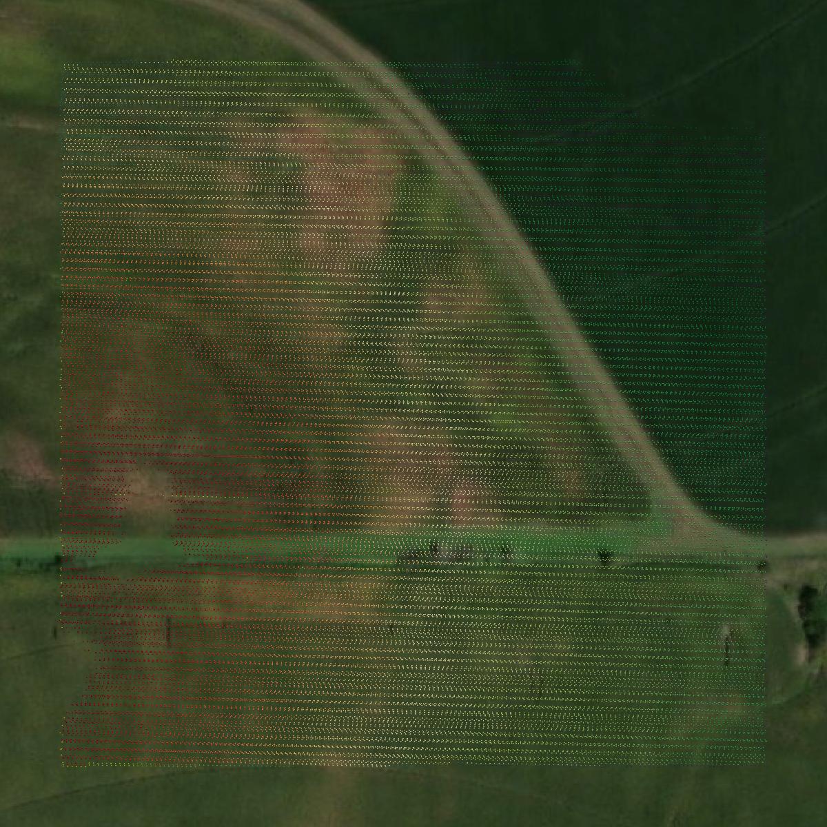 This image shows a LiDAR point cloud in Seward County created using GIS data in Equator.