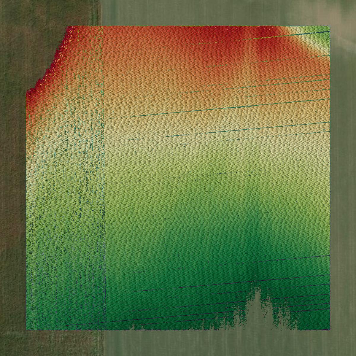 This image shows a LiDAR point cloud in Sheridan County created using GIS data in Equator.