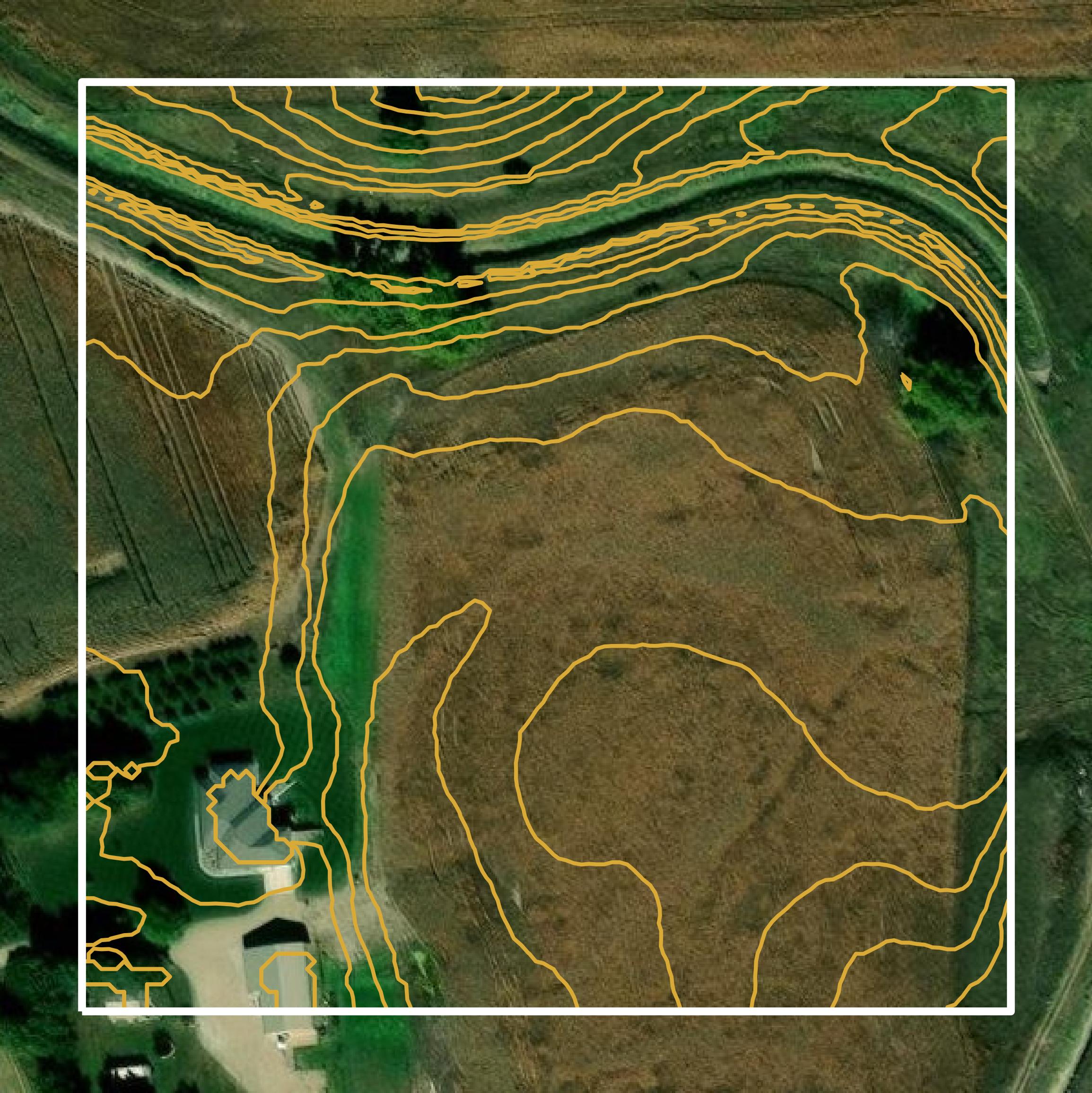 This image shows a contour map in Sherman County created using GIS data in Equator.
