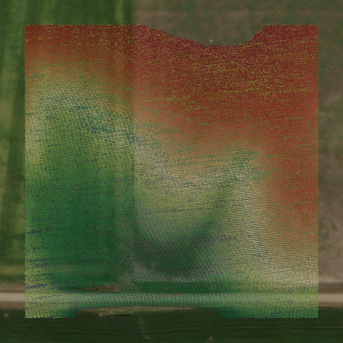 This image shows a LiDAR point cloud in Stanton County created using GIS data in Equator.