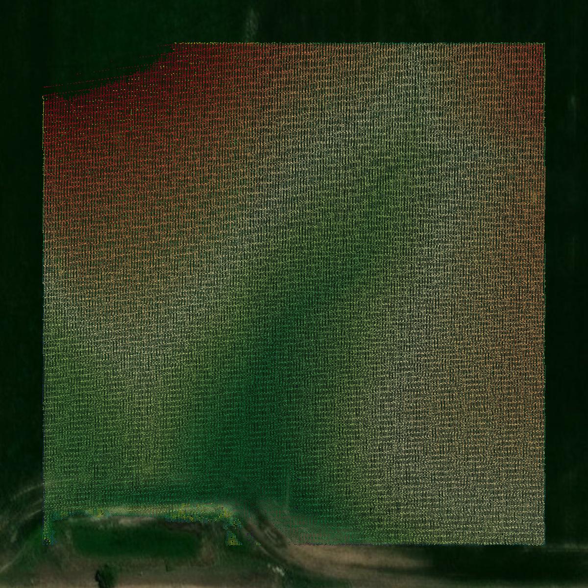 This image shows a LiDAR point cloud in Thayer County created using GIS data in Equator.