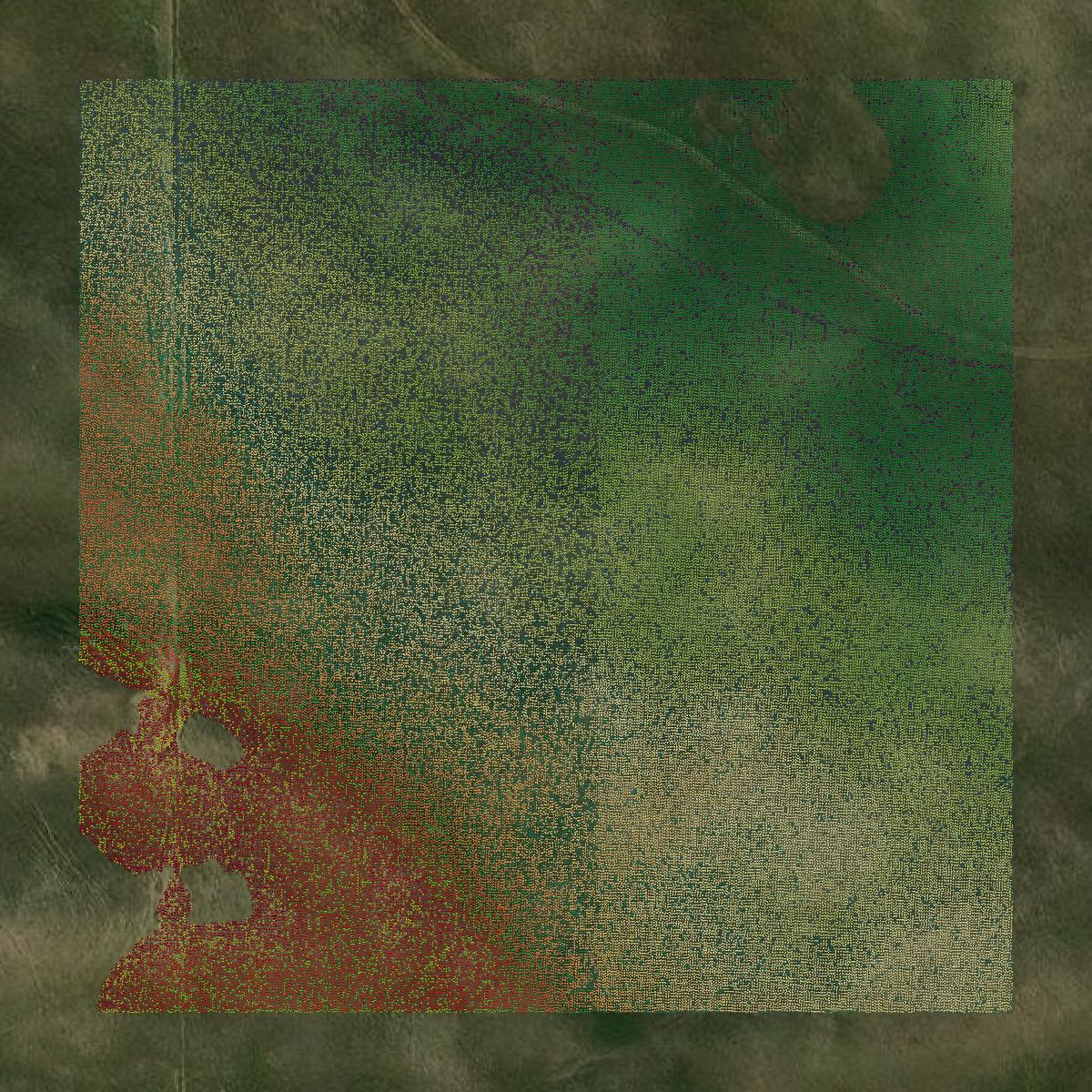 This image shows a LiDAR point cloud in Thomas County created using GIS data in Equator.
