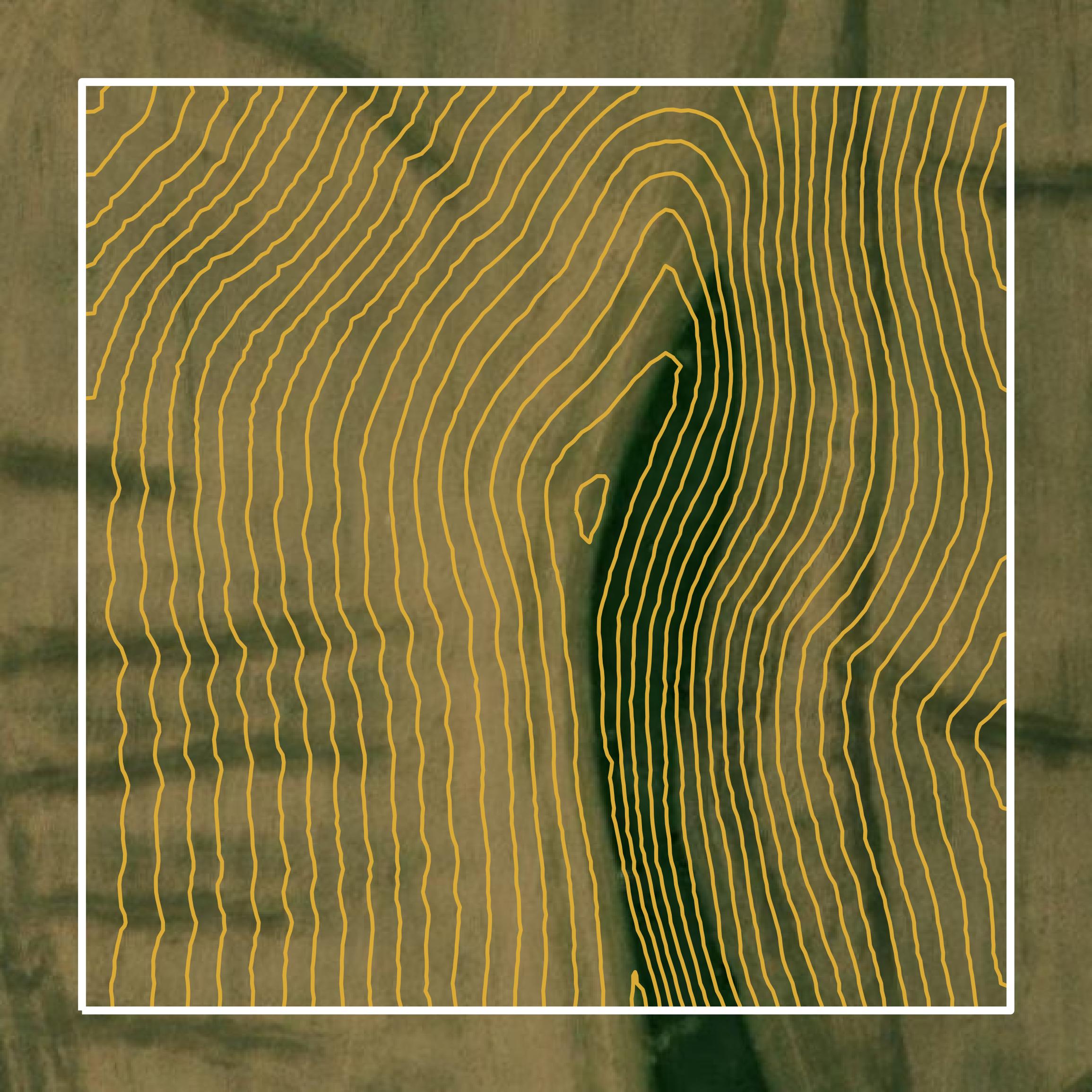 This image shows a contour map in Thurston County created using GIS data in Equator.