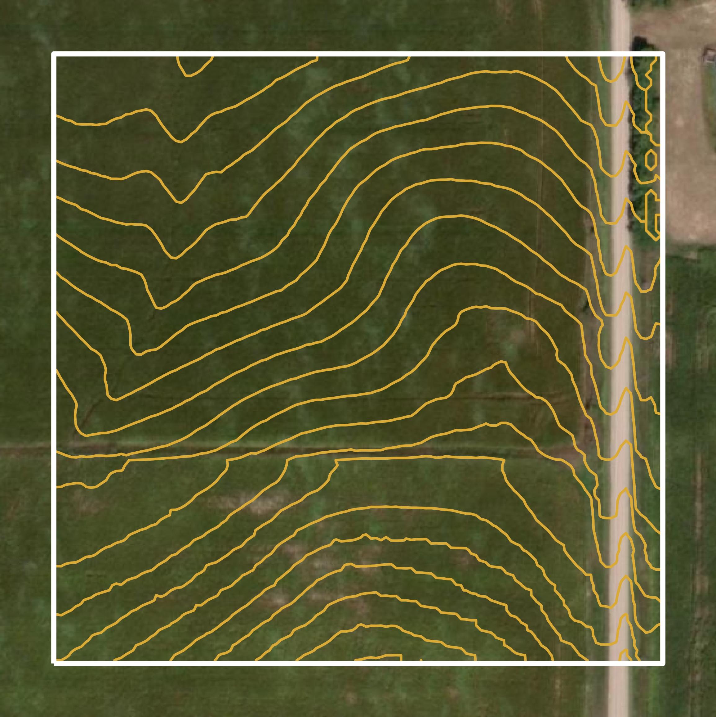 This image shows a contour map in Wayne County created using GIS data in Equator.
