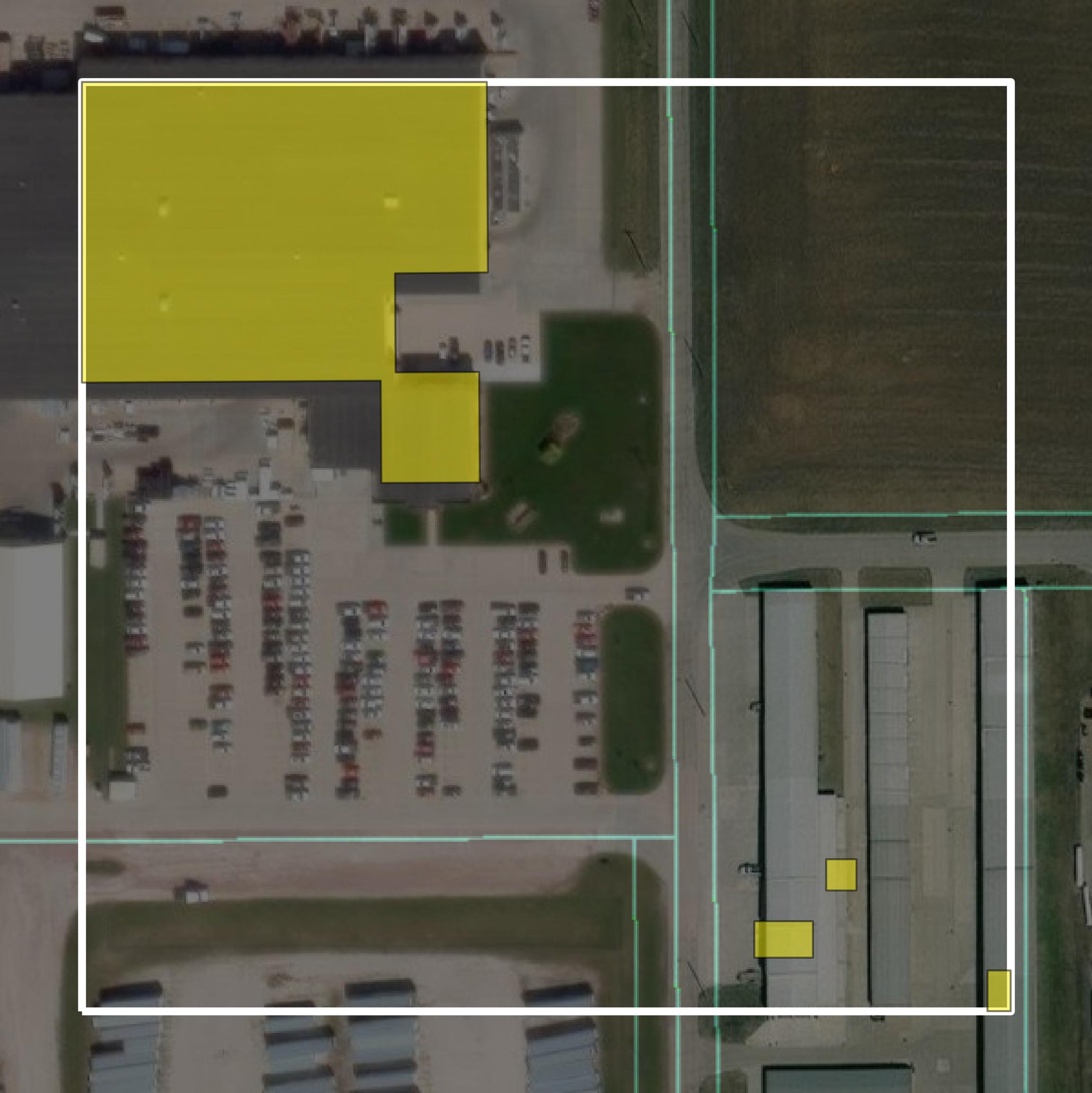 This image shows parcel and building data in Wayne County created using GIS data in Equator.