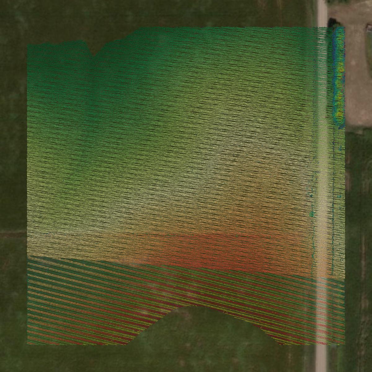 This image shows a LiDAR point cloud in Wayne County created using GIS data in Equator.