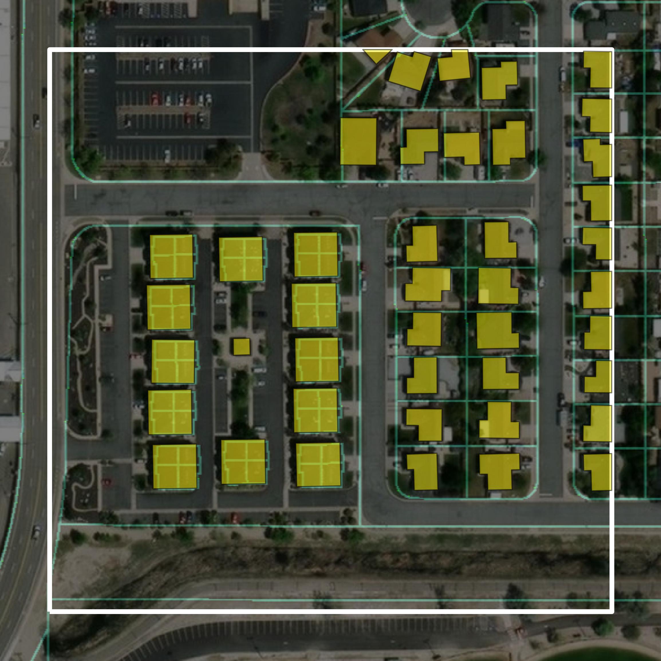 This image shows parcel and building data in Carson City created using GIS data in Equator.