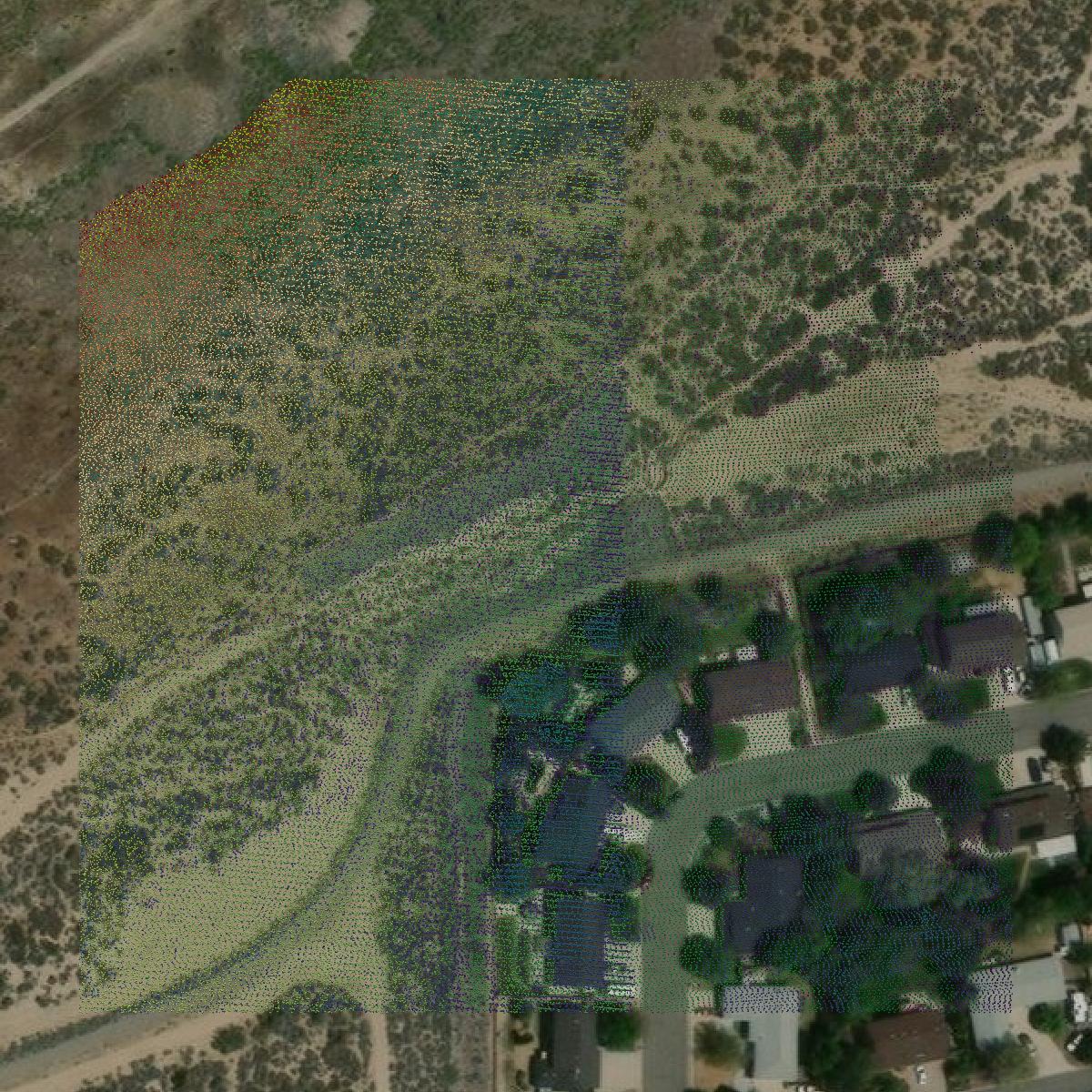 This image shows a LiDAR point cloud in Carson City created using GIS data in Equator.