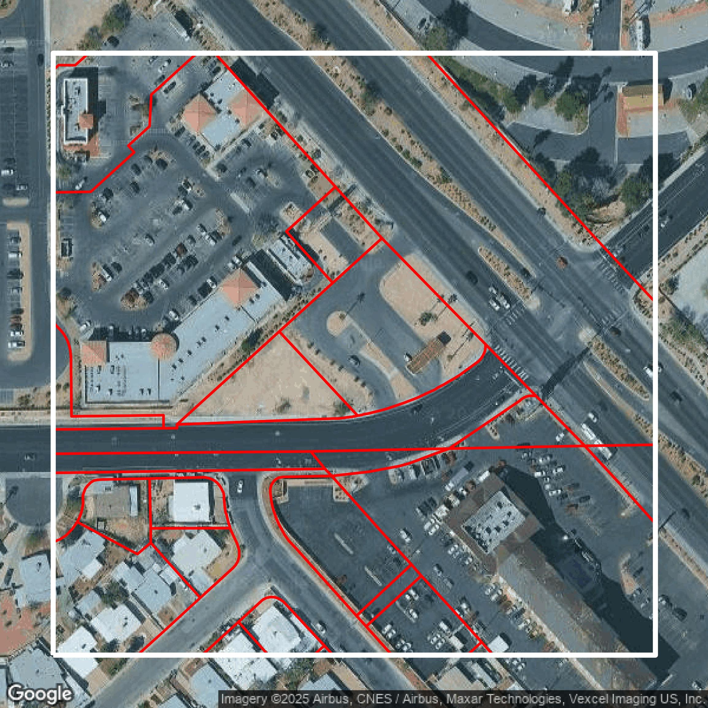 This image shows parcel and building data in Clark County created using GIS data in Equator.