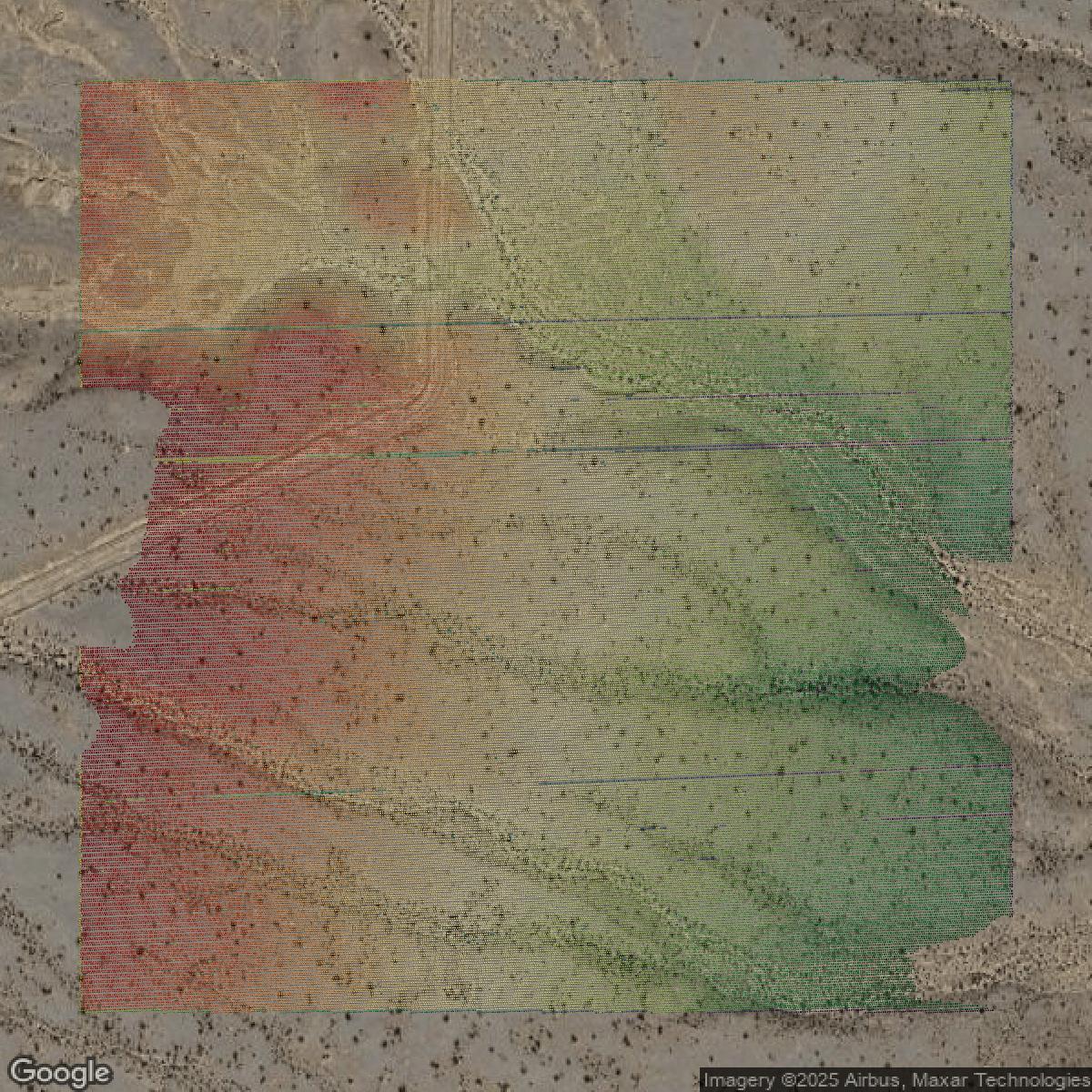 This image shows a LiDAR point cloud in Clark County created using GIS data in Equator.
