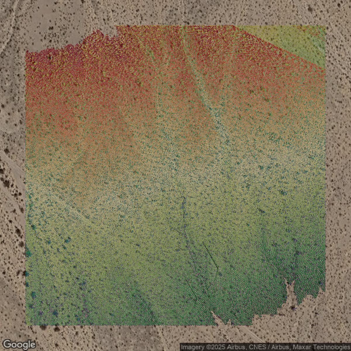 This image shows a LiDAR point cloud in Clark County created using GIS data in Equator.