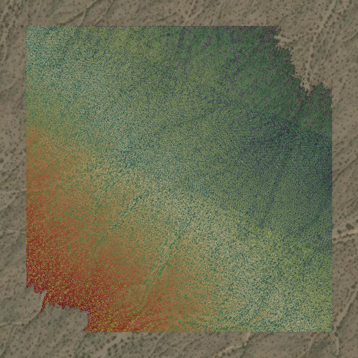 This image shows a LiDAR point cloud in Clark County created using GIS data in Equator.