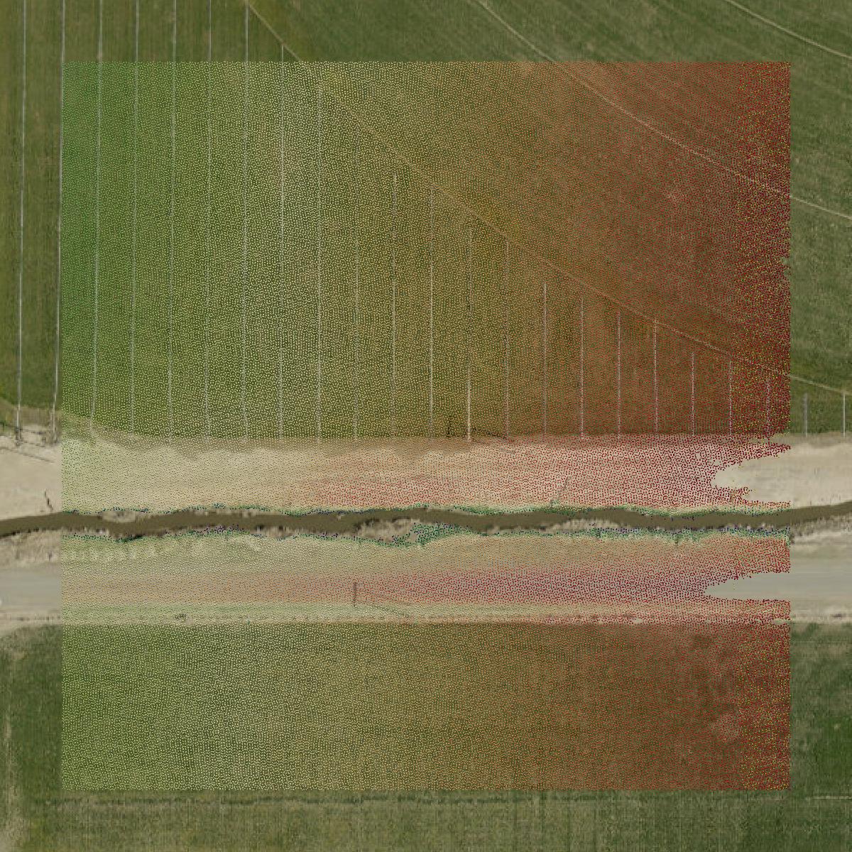 This image shows a LiDAR point cloud in Douglas County created using GIS data in Equator.