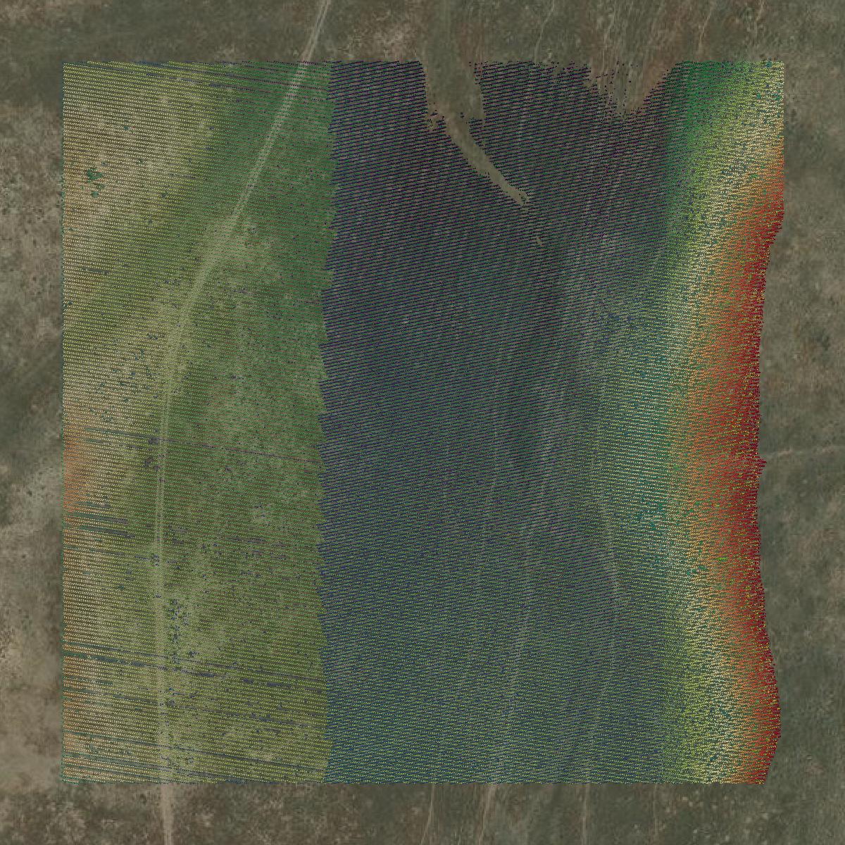 This image shows a LiDAR point cloud in Elko County created using GIS data in Equator.