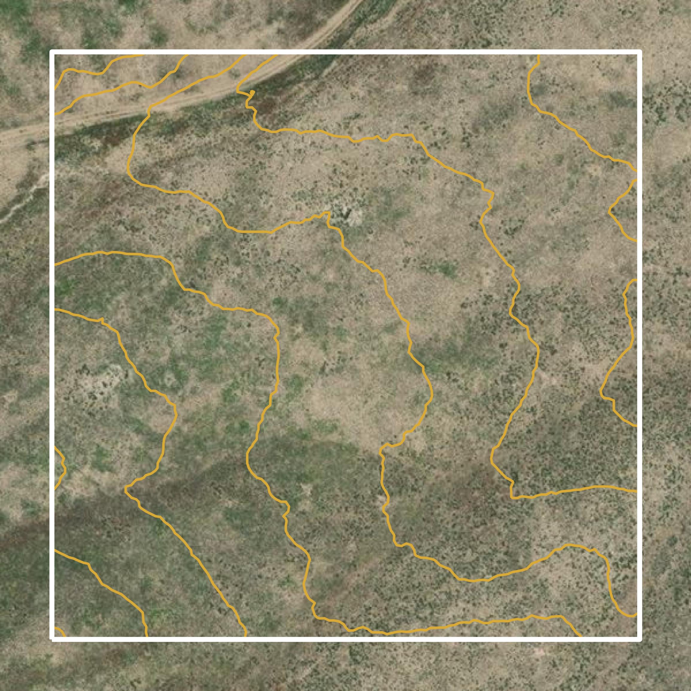 This image shows a contour map in Eureka County created using GIS data in Equator.
