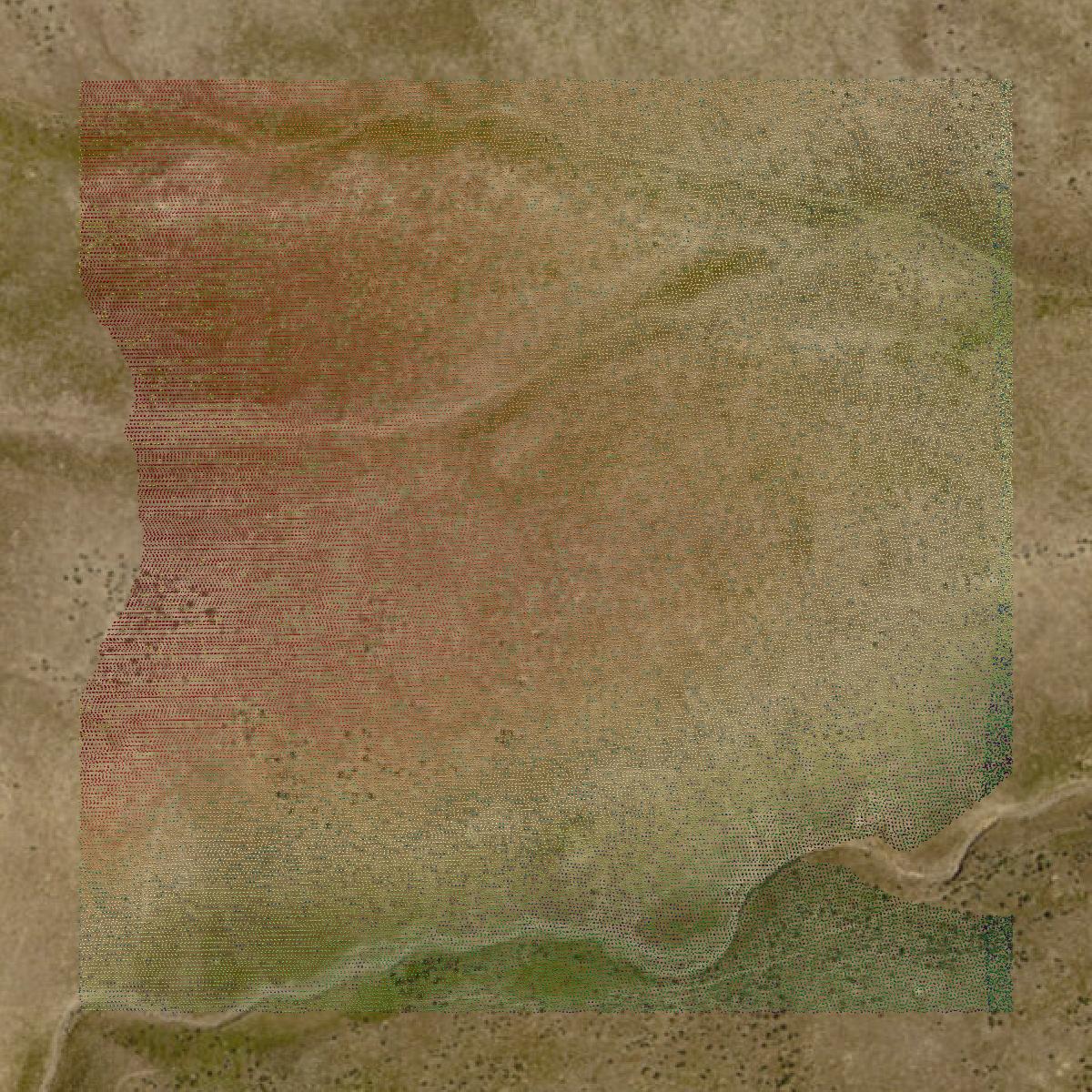 This image shows a LiDAR point cloud in Humboldt County created using GIS data in Equator.