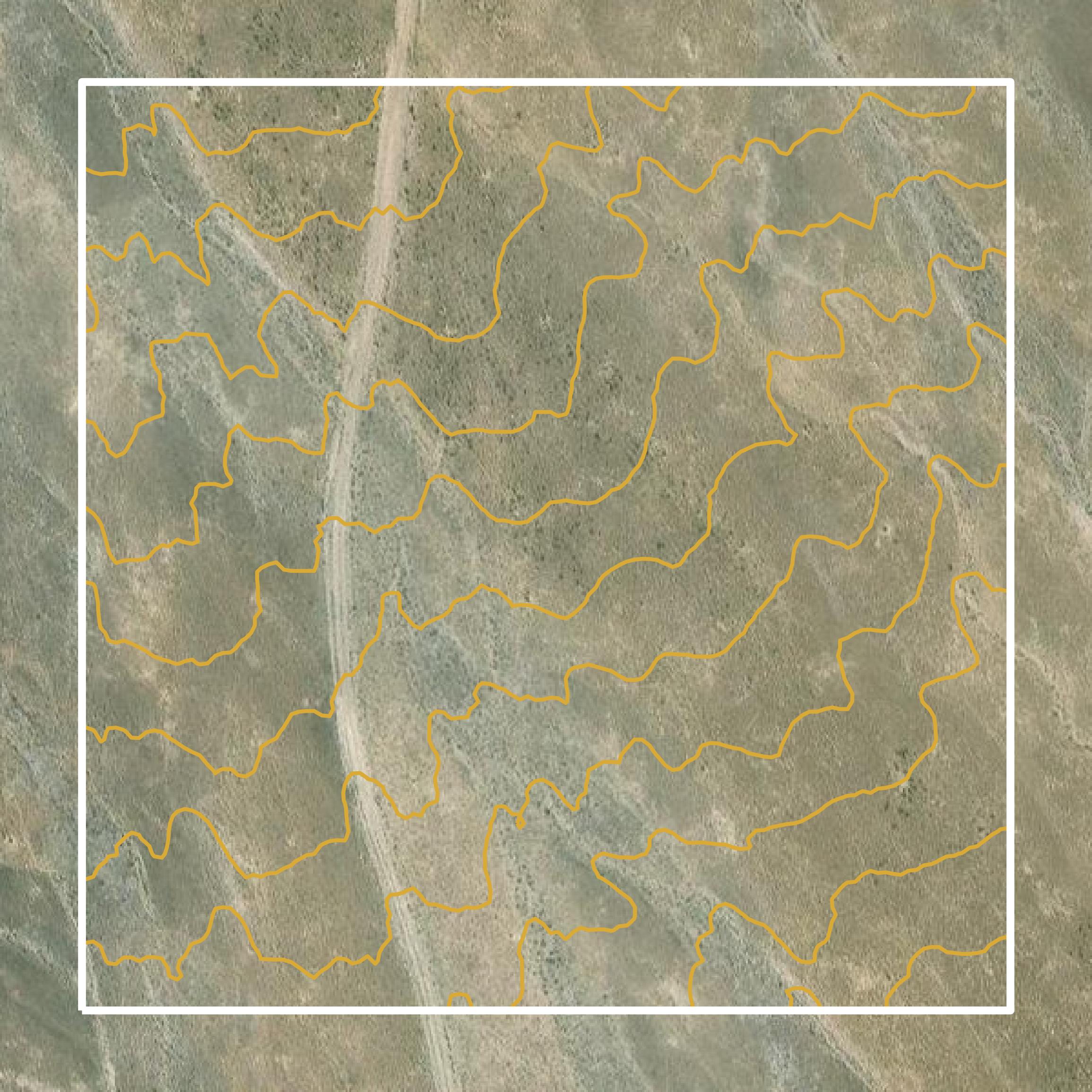 This image shows a contour map in Nye County created using GIS data in Equator.