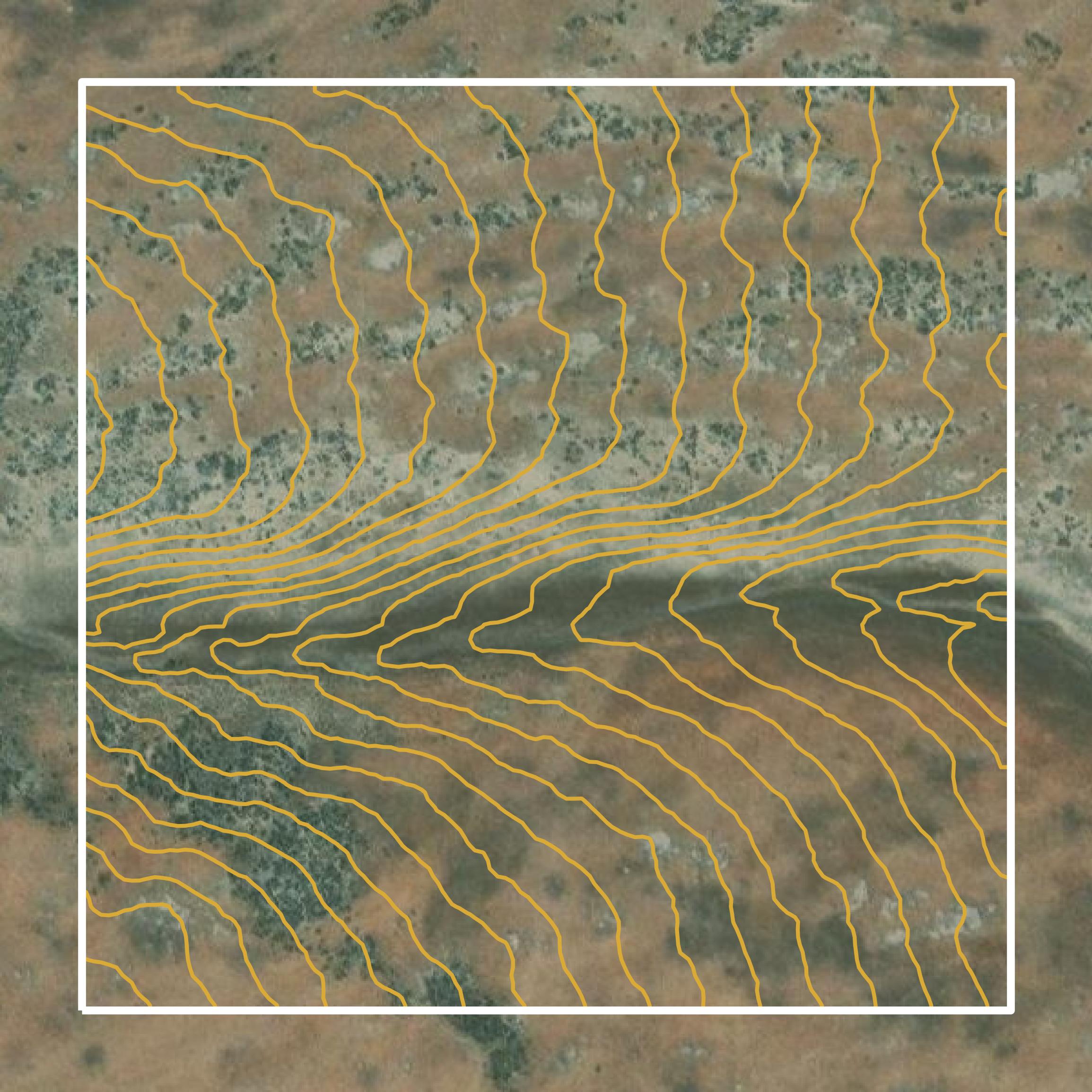 This image shows a contour map in Pershing County created using GIS data in Equator.