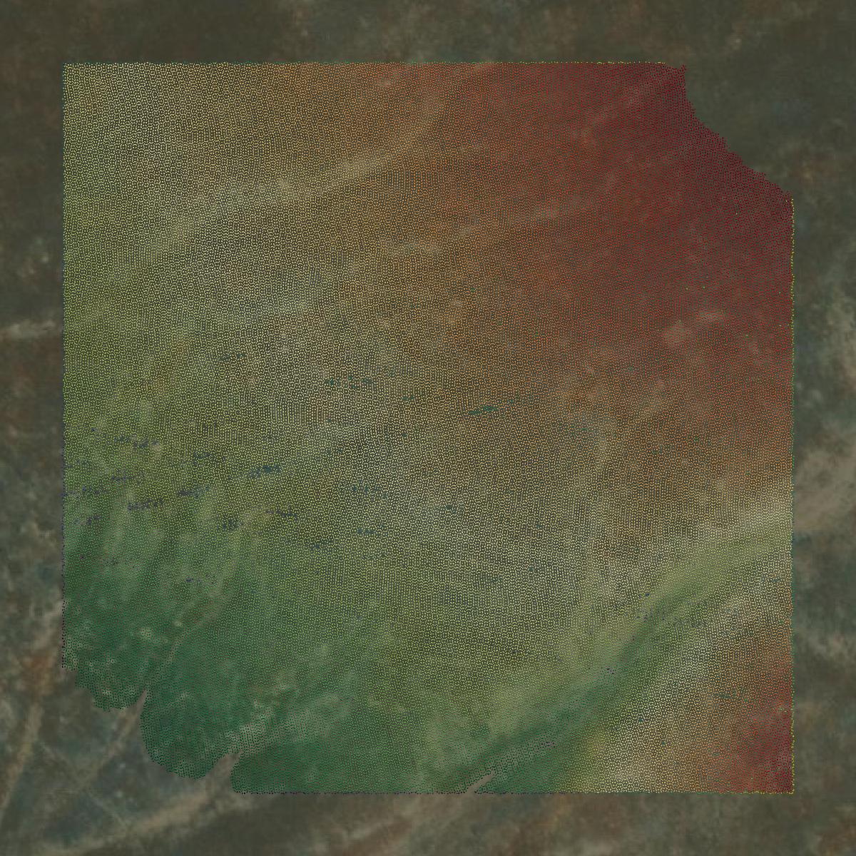 This image shows a LiDAR point cloud in Pershing County created using GIS data in Equator.