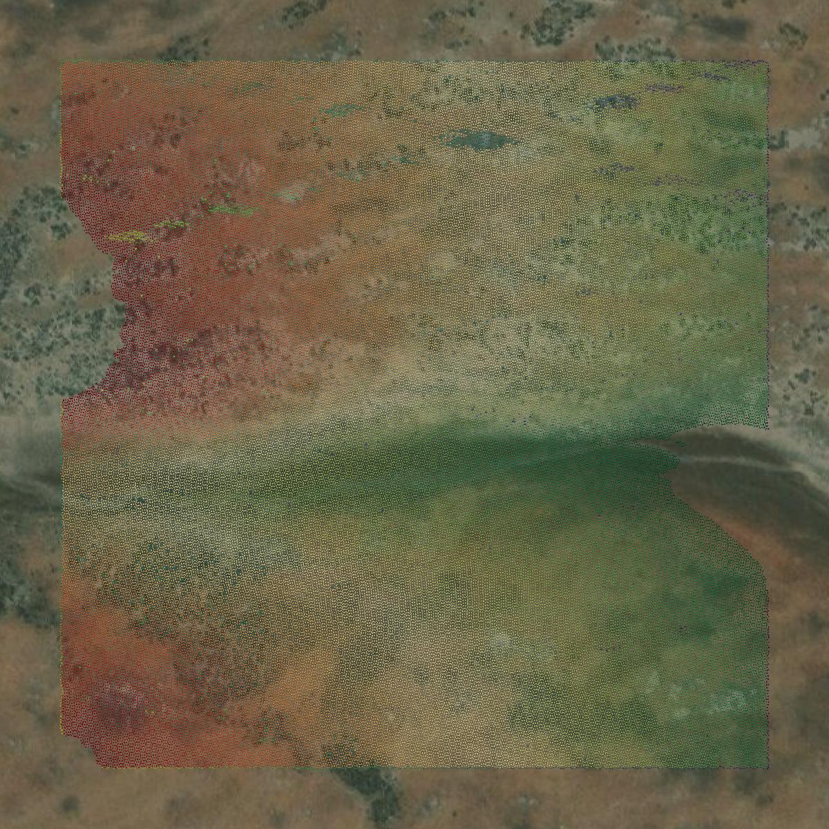 This image shows a LiDAR point cloud in Pershing County created using GIS data in Equator.