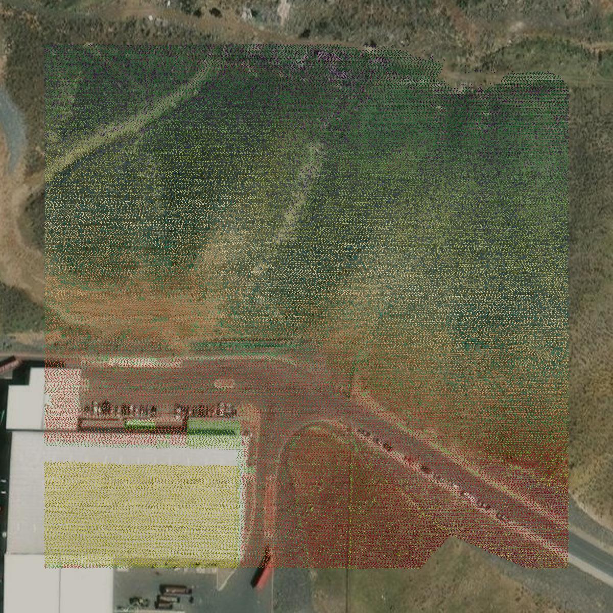 This image shows a LiDAR point cloud in Storey County created using GIS data in Equator.