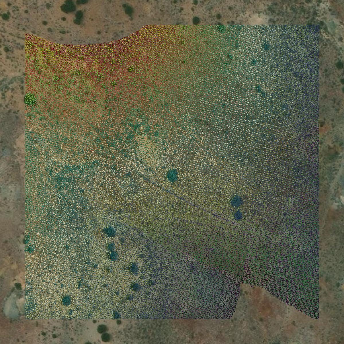 This image shows a LiDAR point cloud in Storey County created using GIS data in Equator.