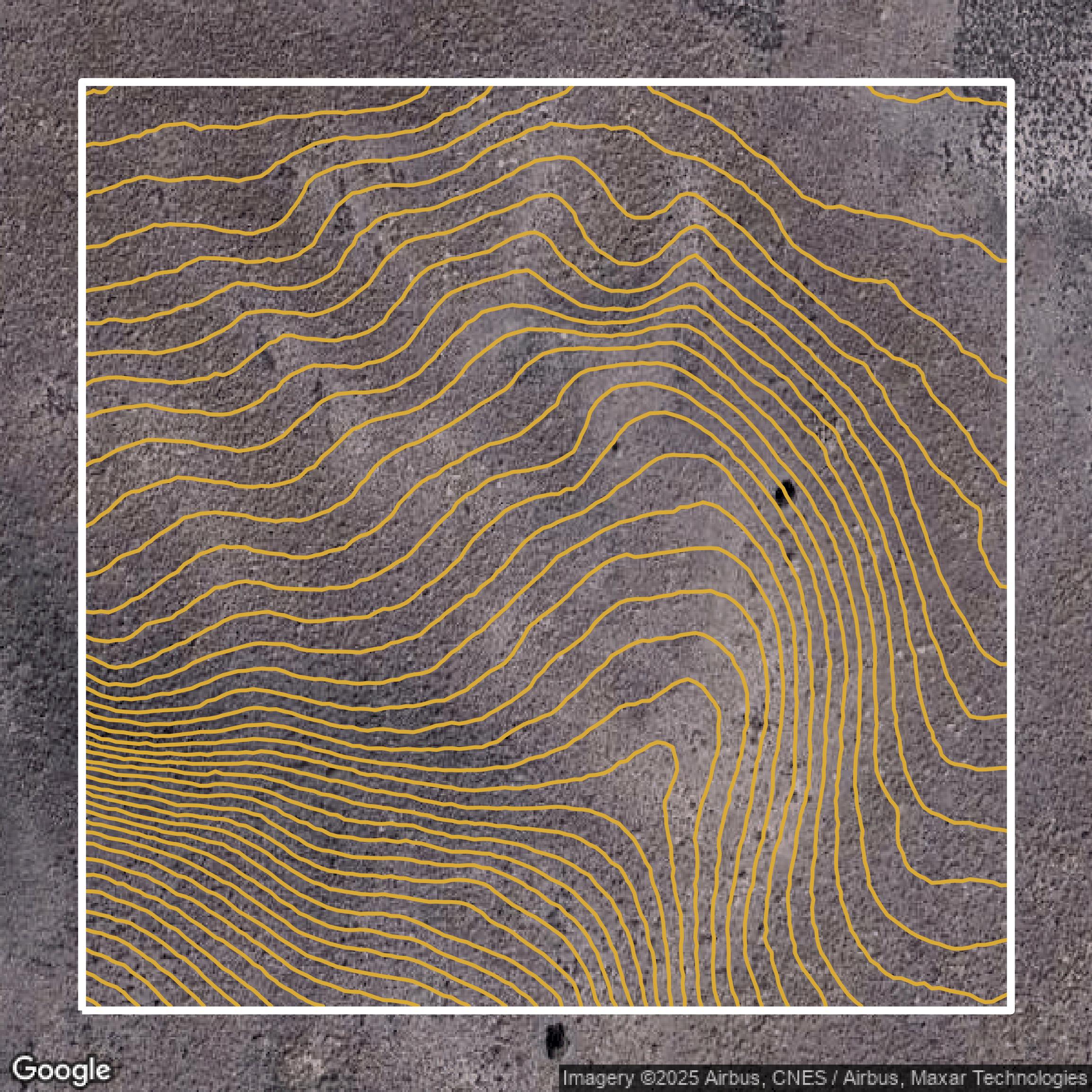This image shows a contour map in Washoe County created using GIS data in Equator.