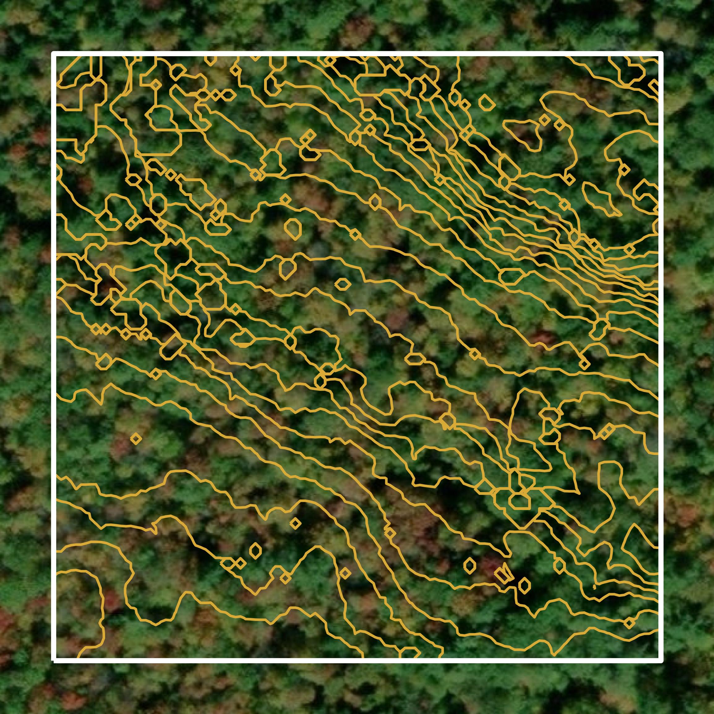 This image shows a contour map in Belknap County created using GIS data in Equator.