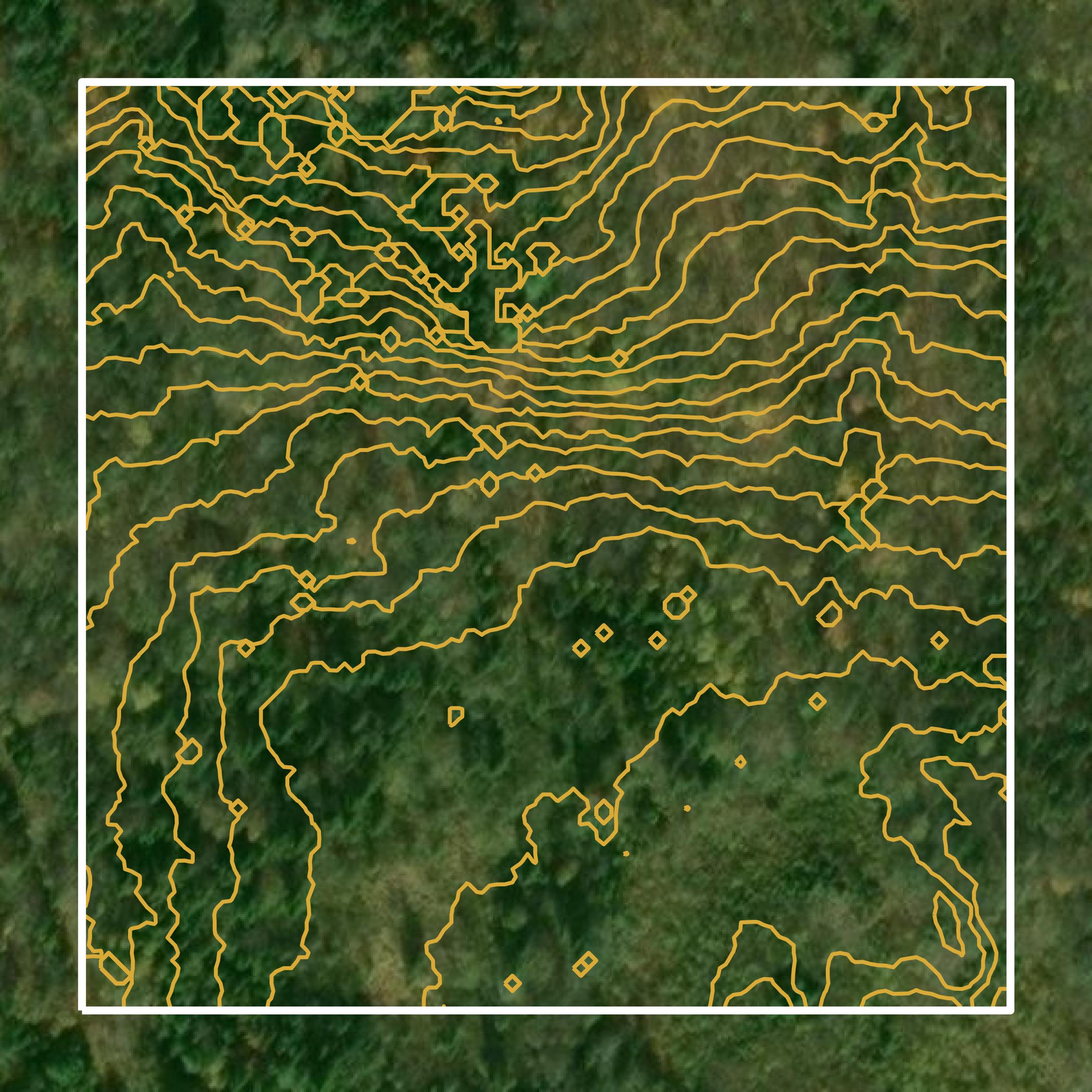 This image shows a contour map in Coos County created using GIS data in Equator.