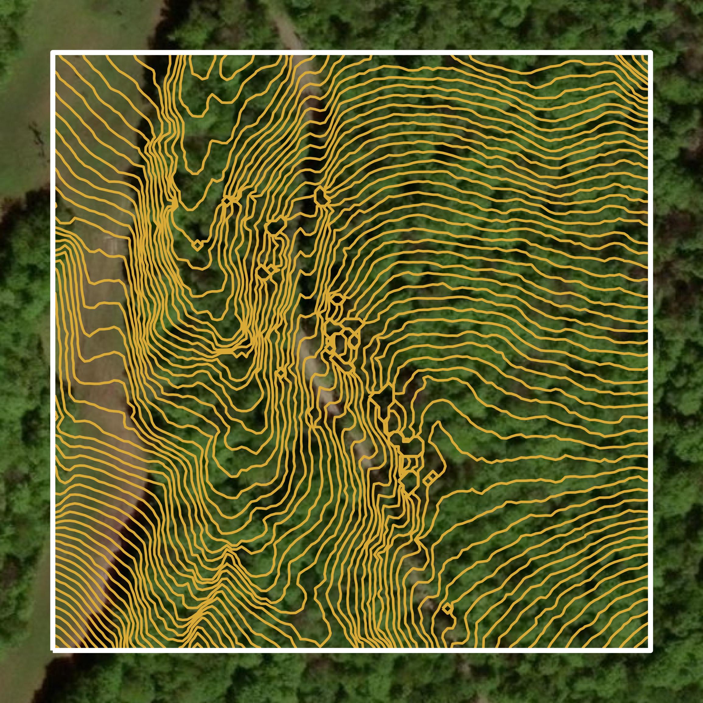 This image shows a contour map in Merrimack County created using GIS data in Equator.