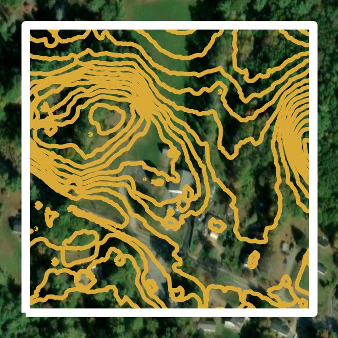 This image shows a contour map in Rockingham County created using GIS data in Equator.