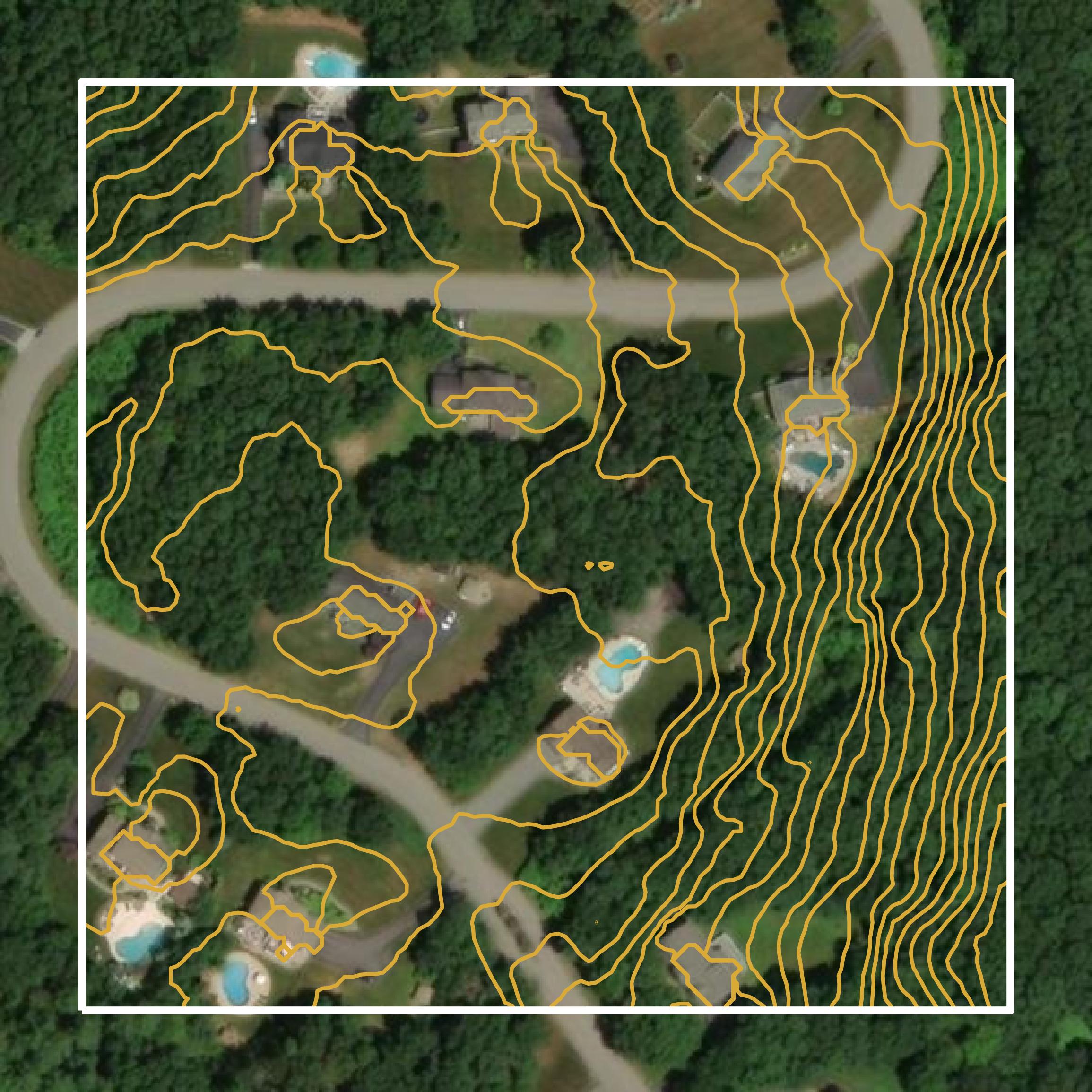 This image shows a contour map in Rockingham County created using GIS data in Equator.