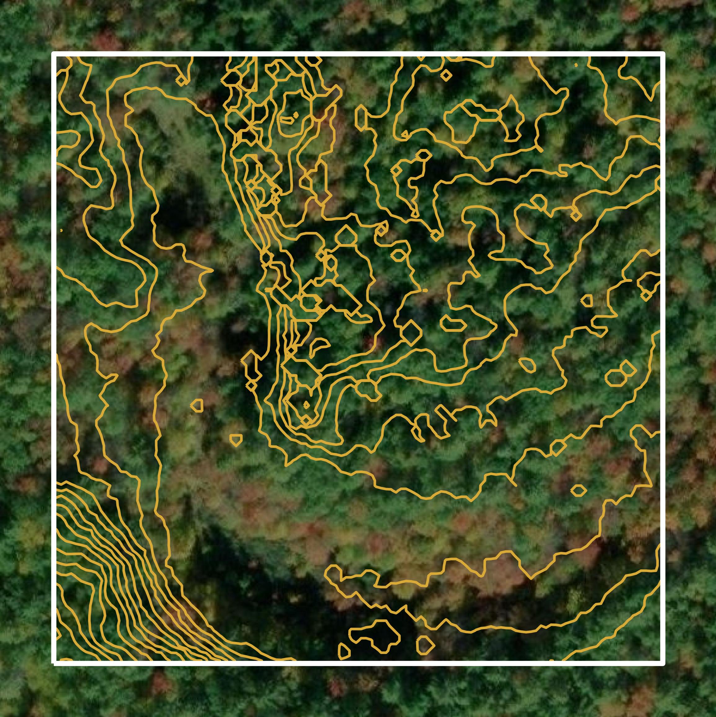 This image shows a contour map in Strafford County created using GIS data in Equator.