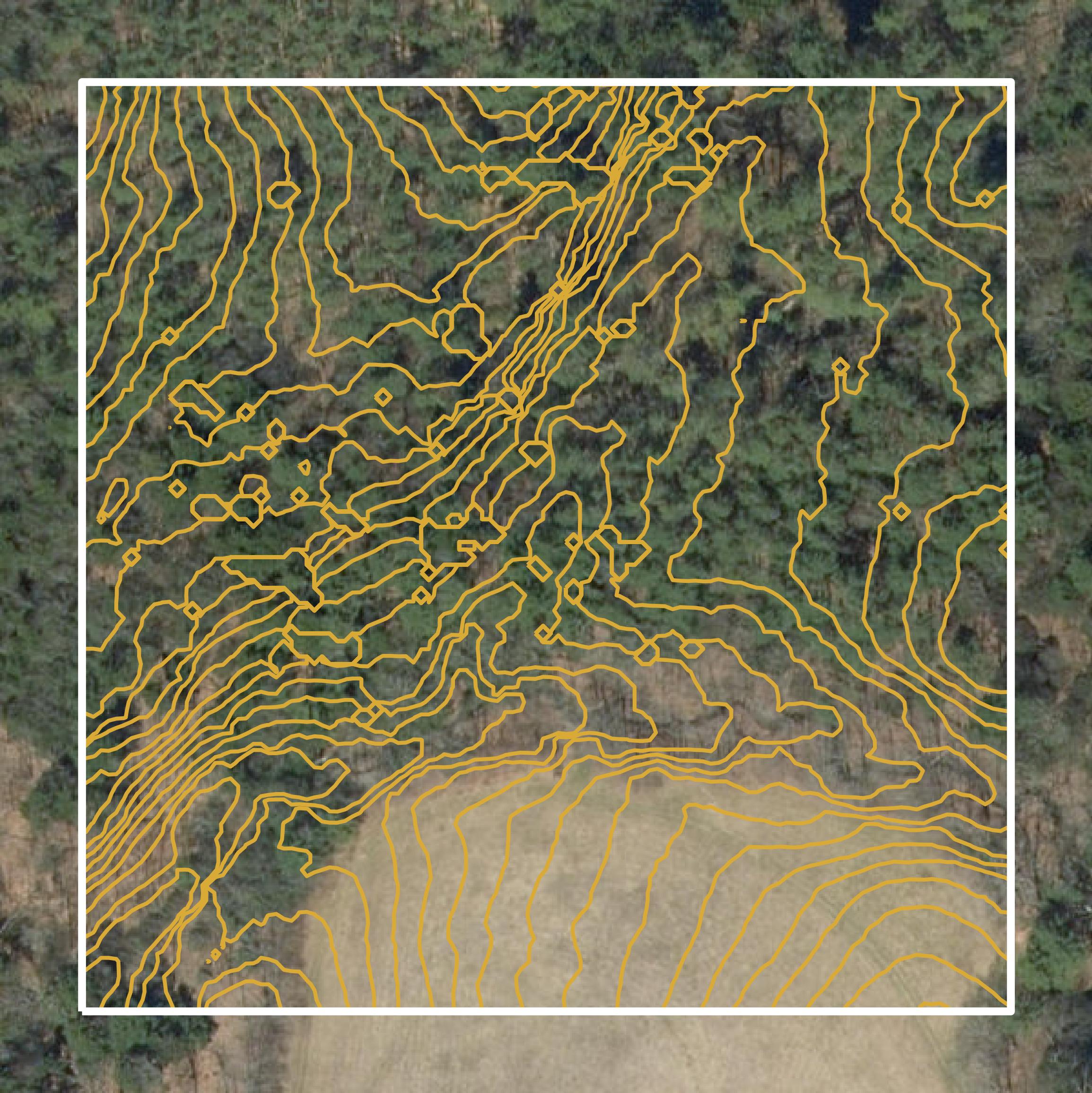 This image shows a contour map in Sullivan County created using GIS data in Equator.
