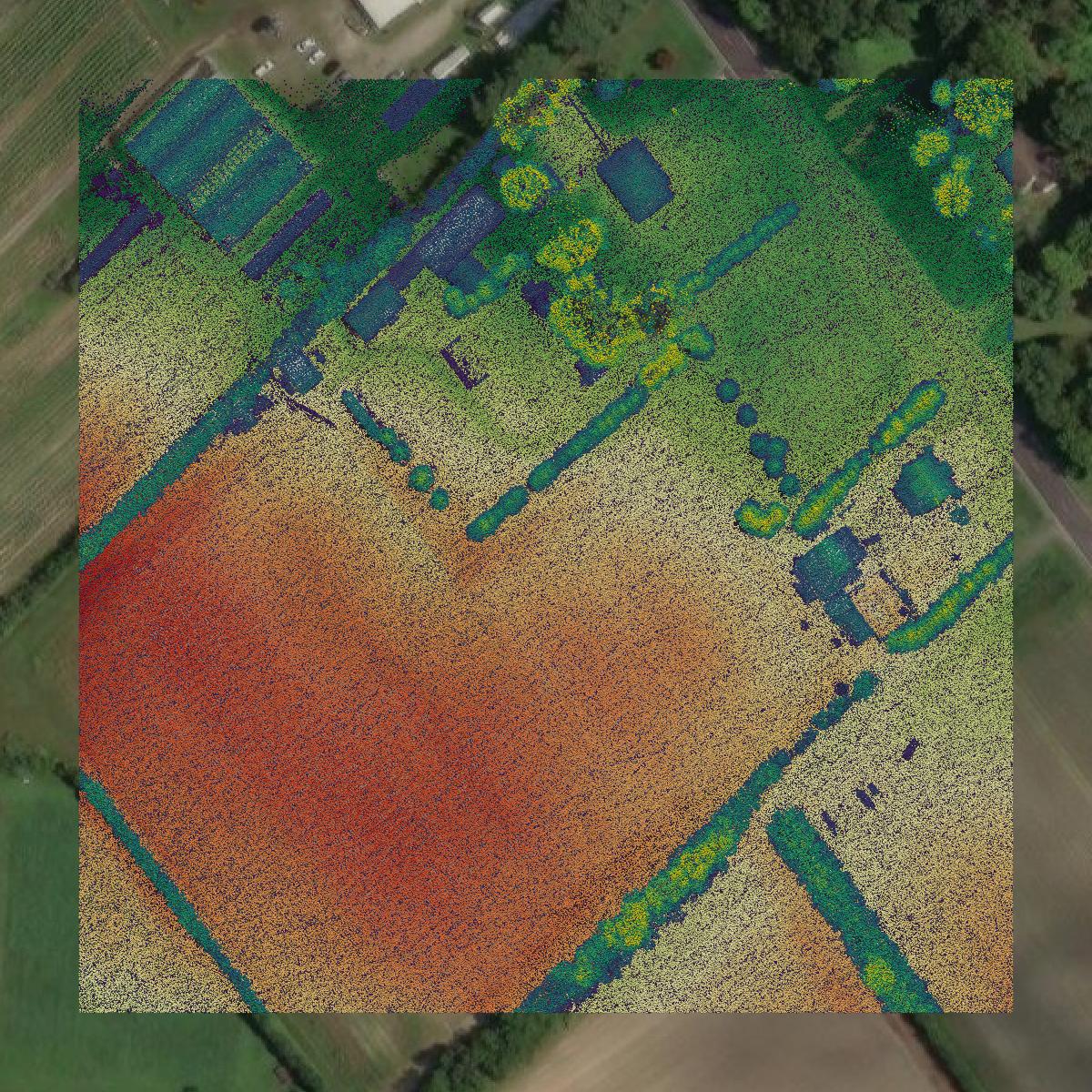 This image shows a LiDAR point cloud in Atlantic County created using GIS data in Equator.