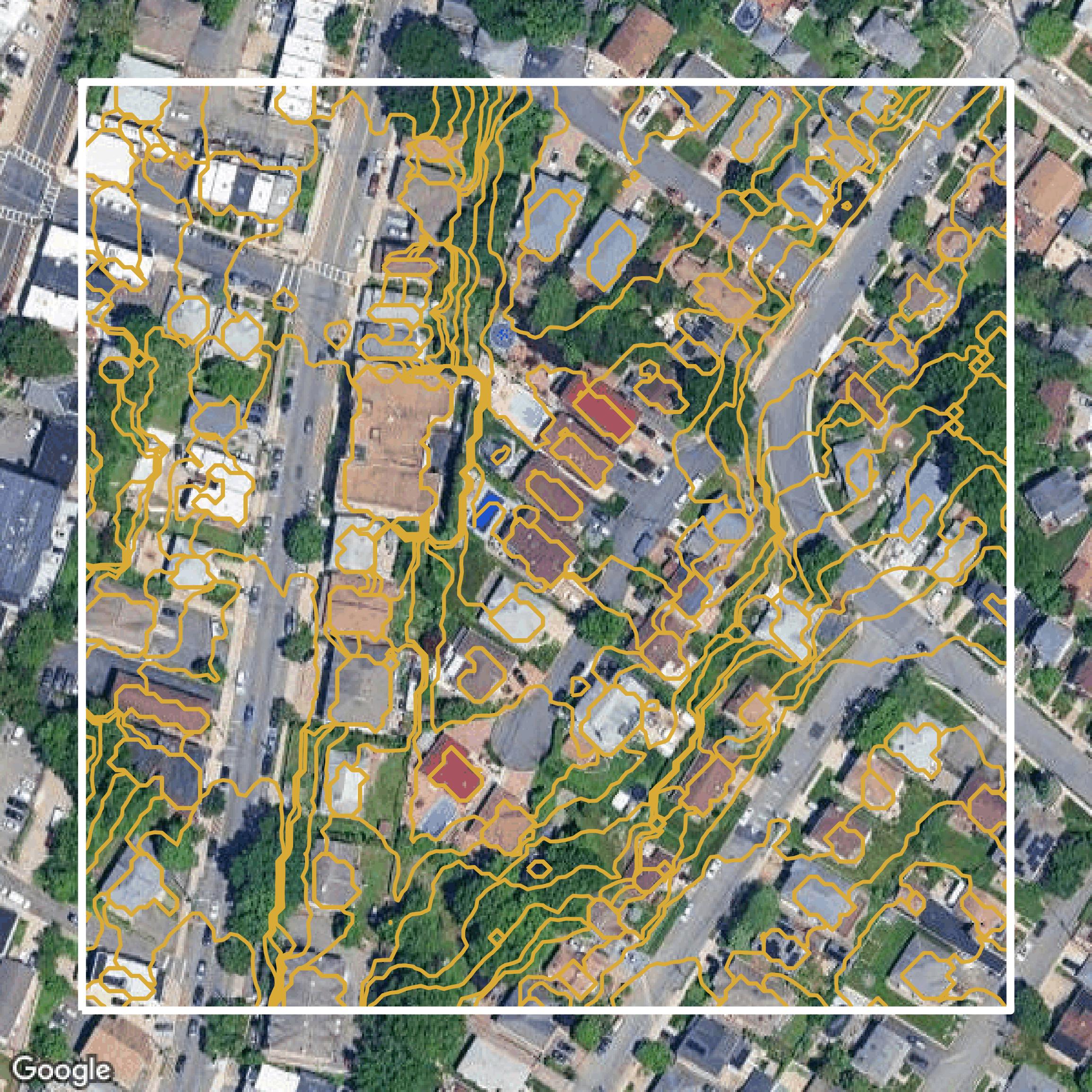 This image shows a contour map in Bergen County created using GIS data in Equator.