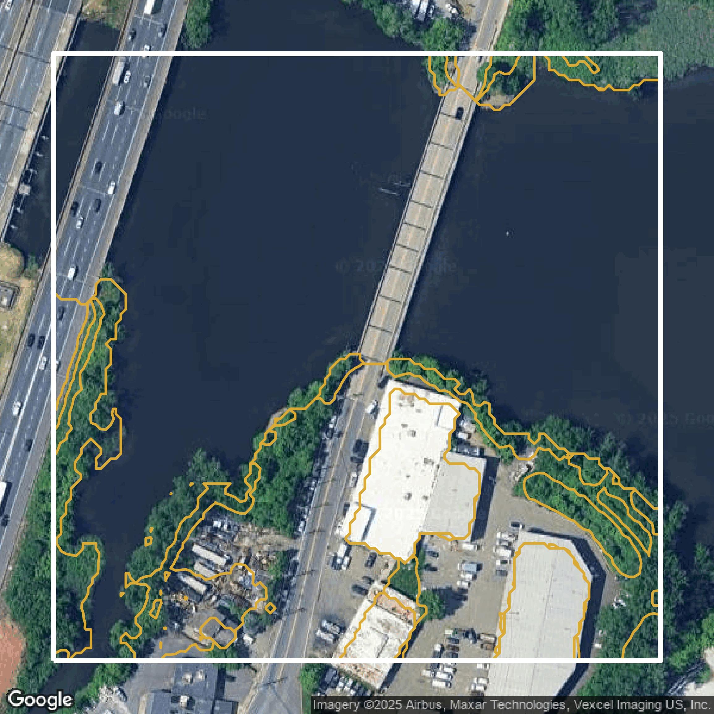 This image shows a contour map in Bergen County created using GIS data in Equator.