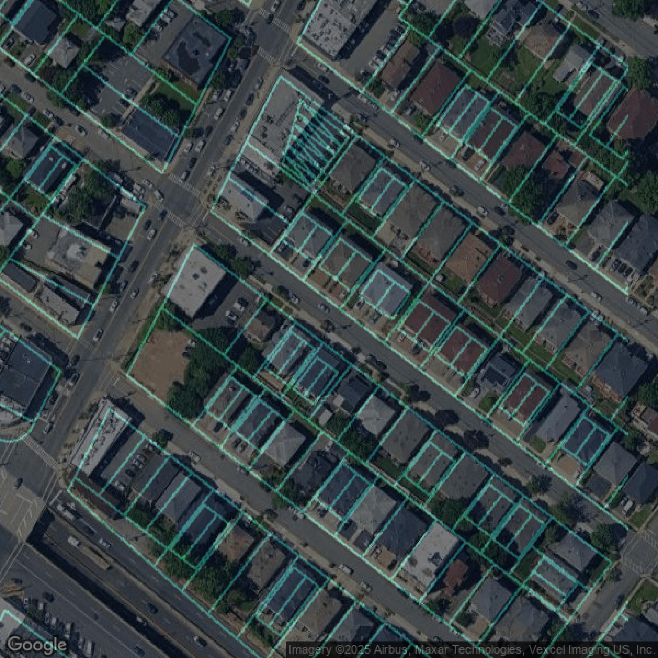 This image shows parcel data in Bergen County created using GIS data in Equator.