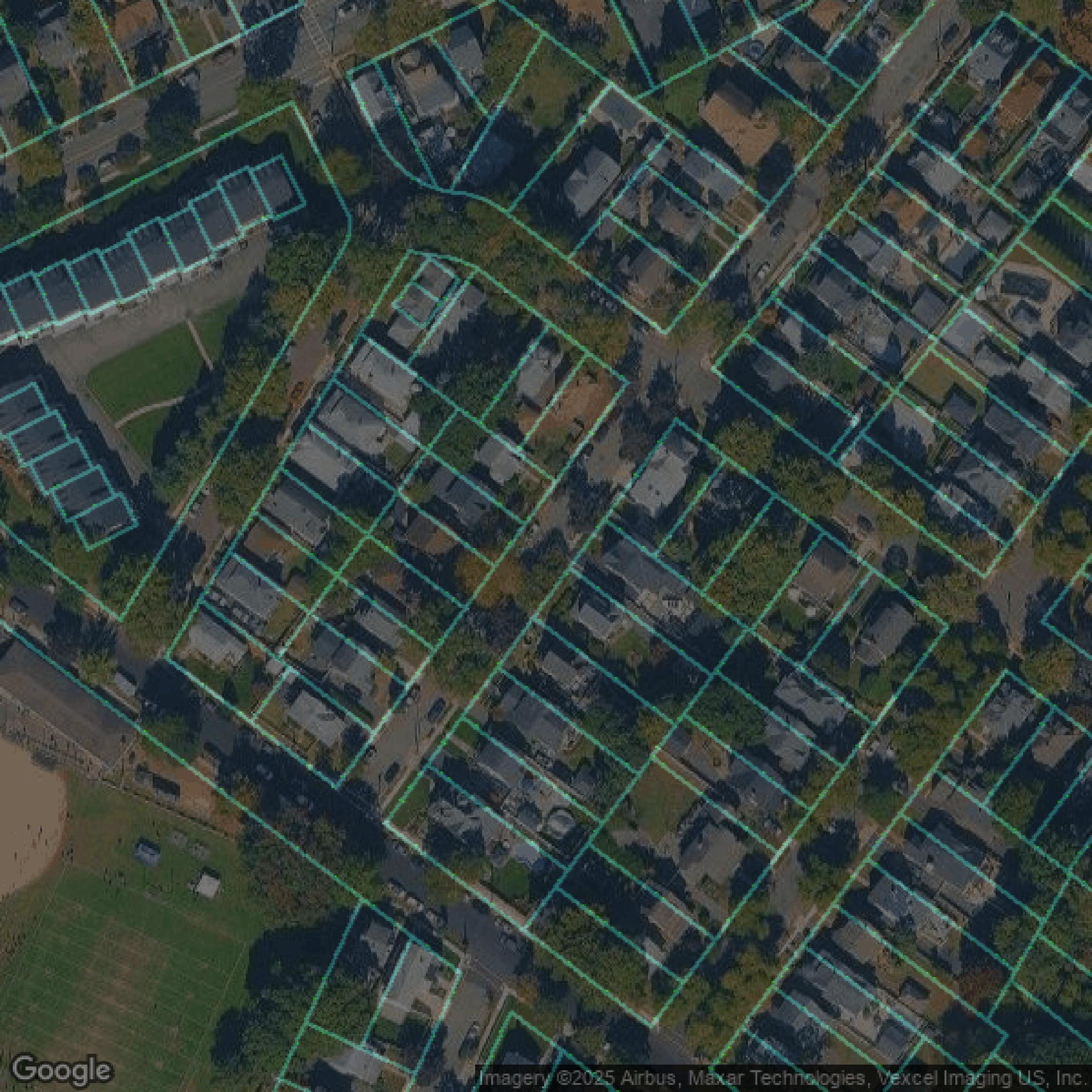 This image shows parcel data in Bergen County created using GIS data in Equator.