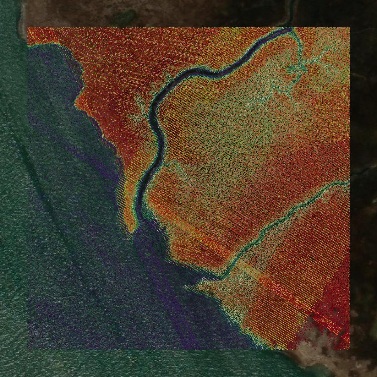 This image shows a LiDAR point cloud in Cape May County created using GIS data in Equator.