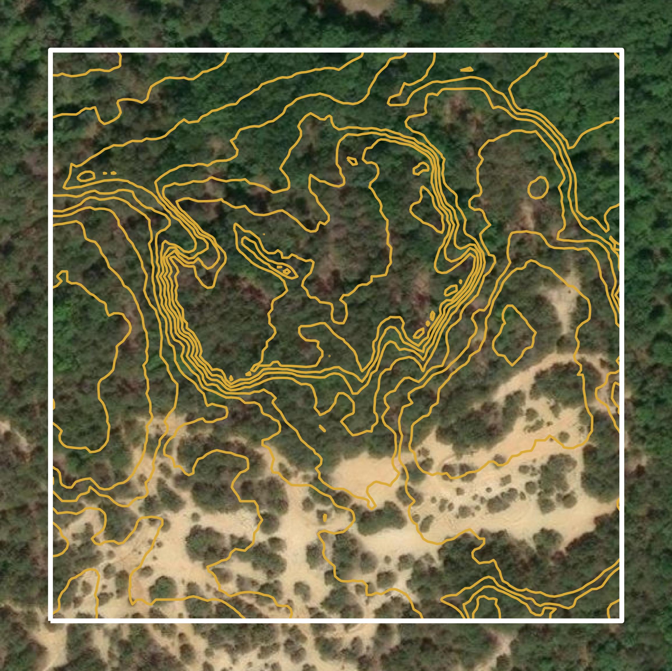 This image shows a contour map in Cumberland County created using GIS data in Equator.