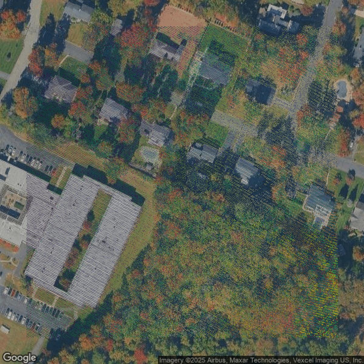 This image shows a LiDAR point cloud in Essex County created using GIS data in Equator.