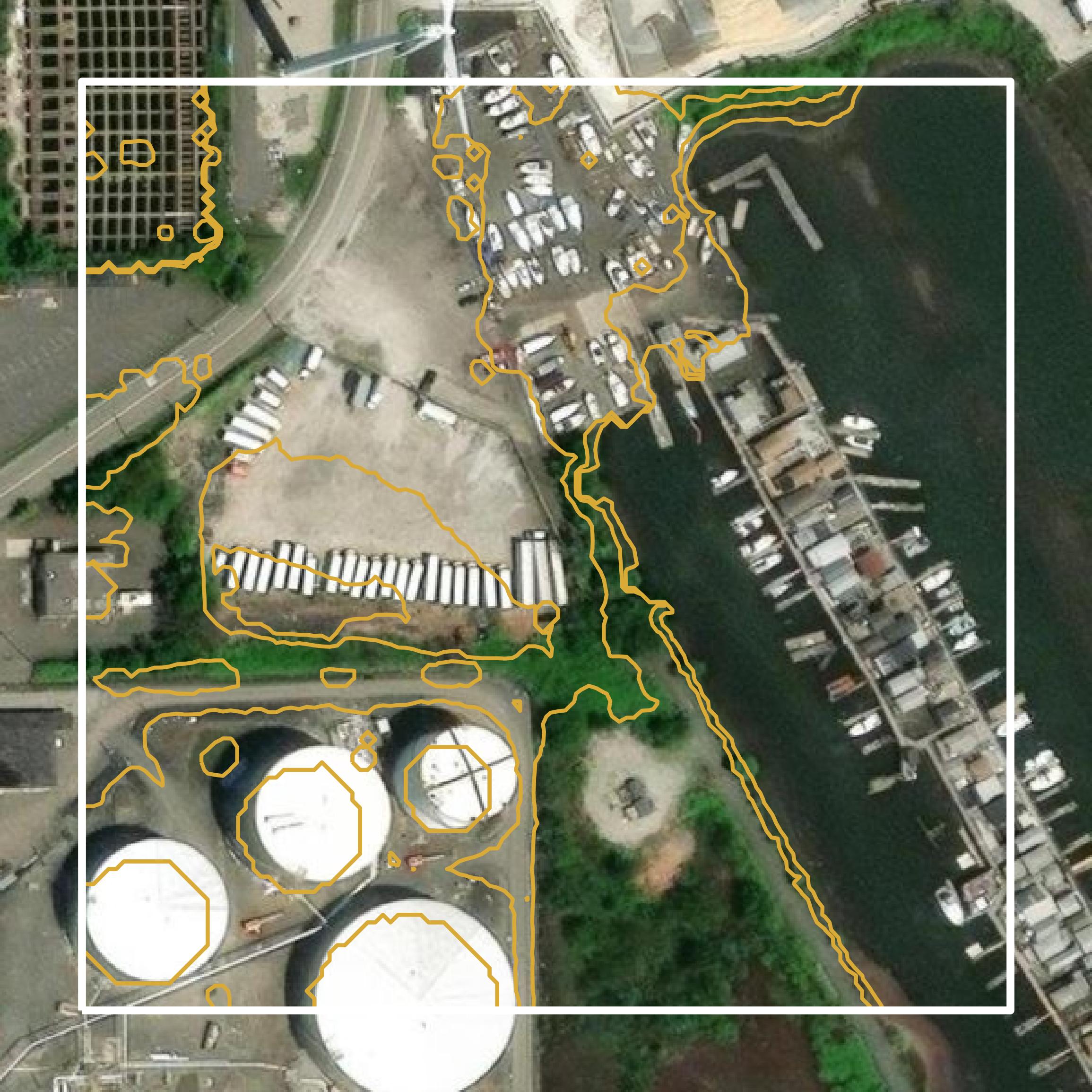 This image shows a contour map in Hudson County created using GIS data in Equator.