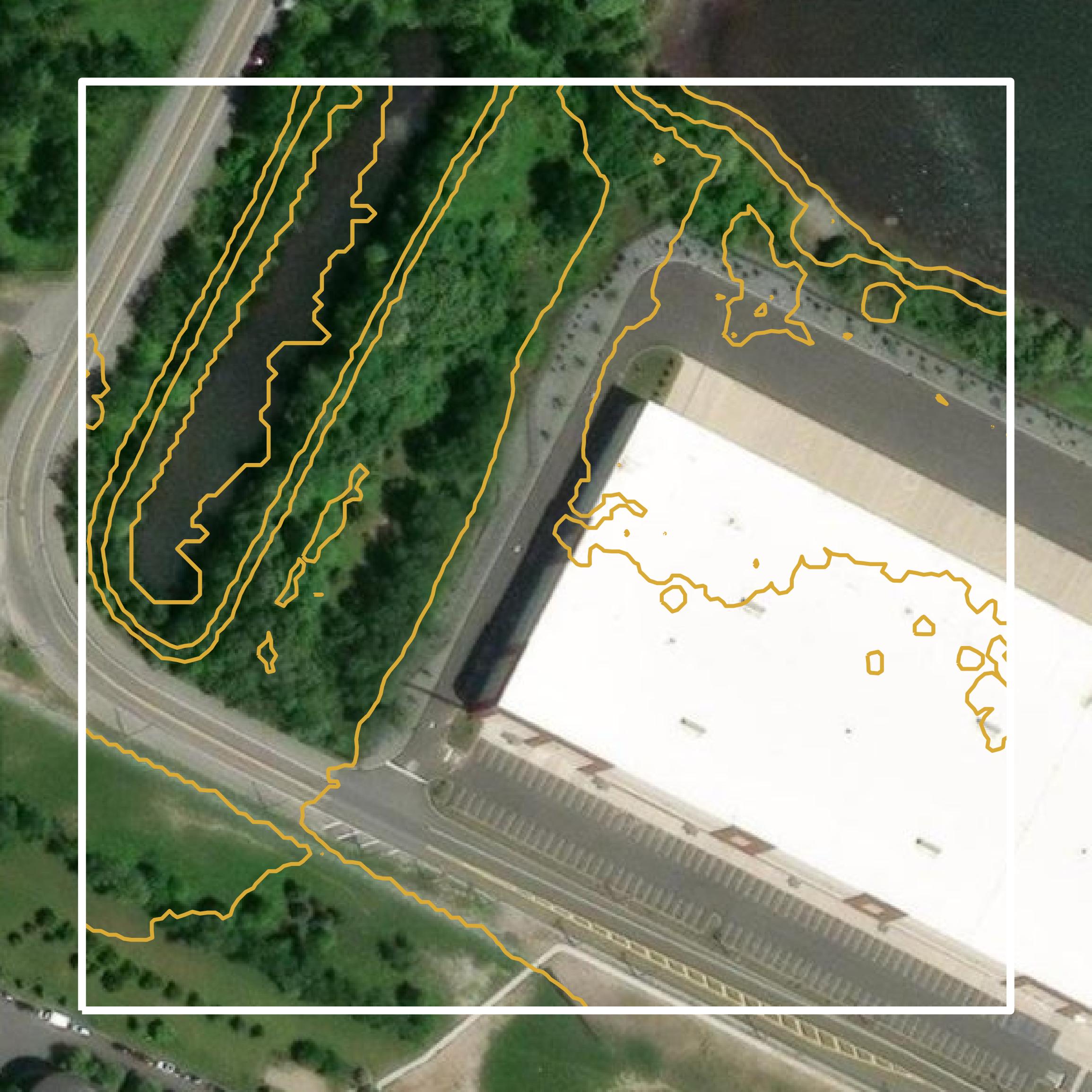 This image shows a contour map in Hudson County created using GIS data in Equator.